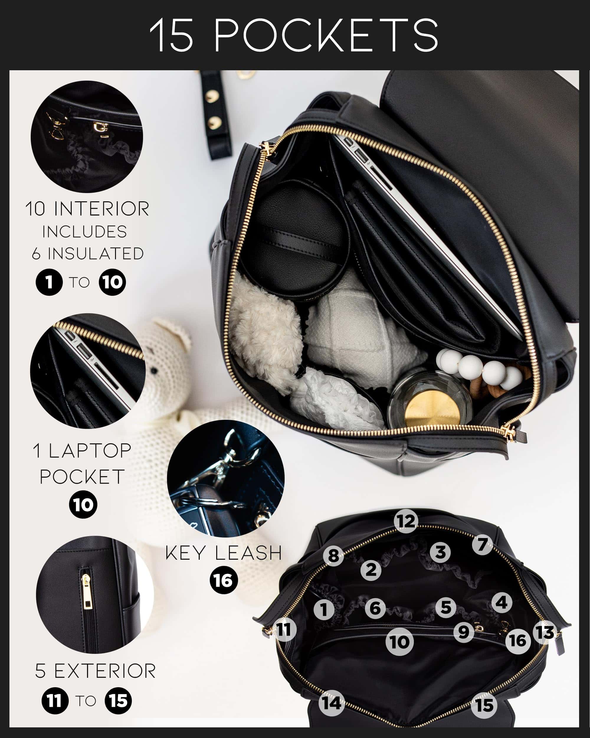 Mochila de Pañales de Cuero MIA + SOPHIA -Negro Olivia - Imagen 5