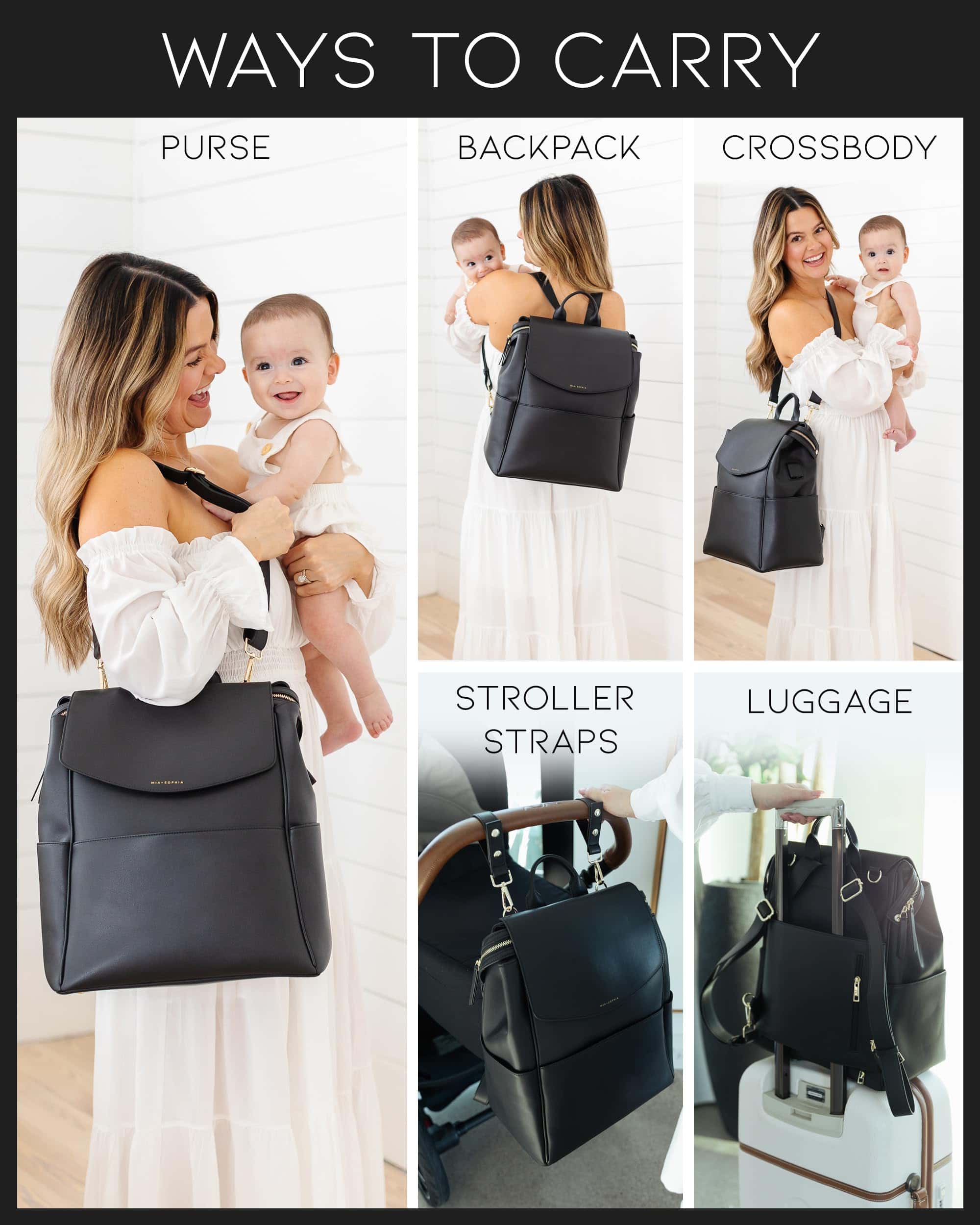 Mochila de Pañales de Cuero MIA + SOPHIA -Negro Olivia - Imagen 4