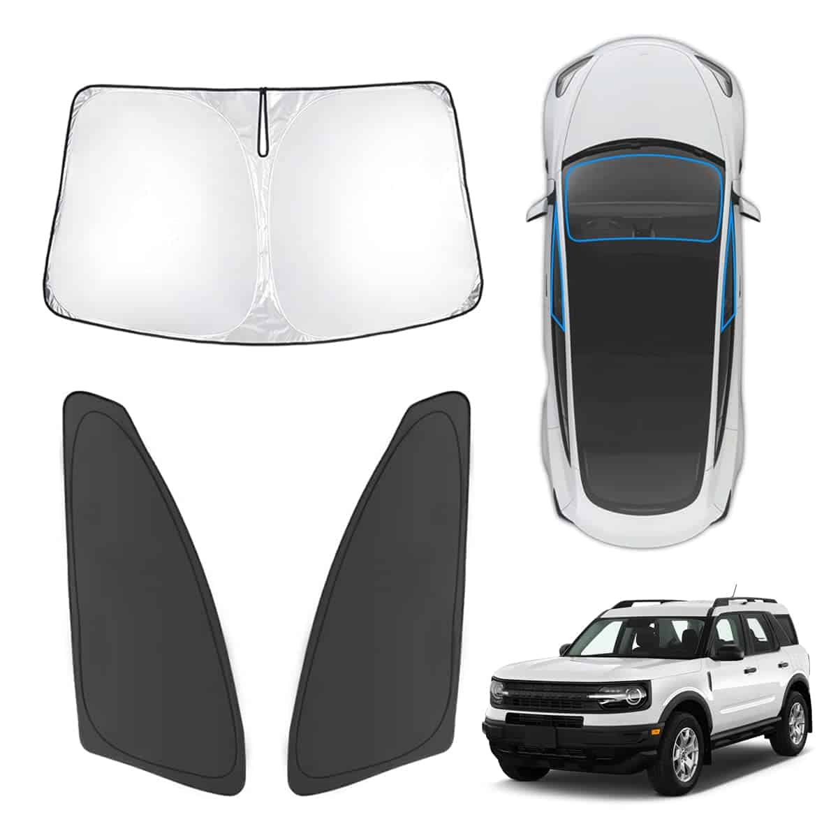 Karltys 3PCS Protector Solar para Parabrisas para Ford