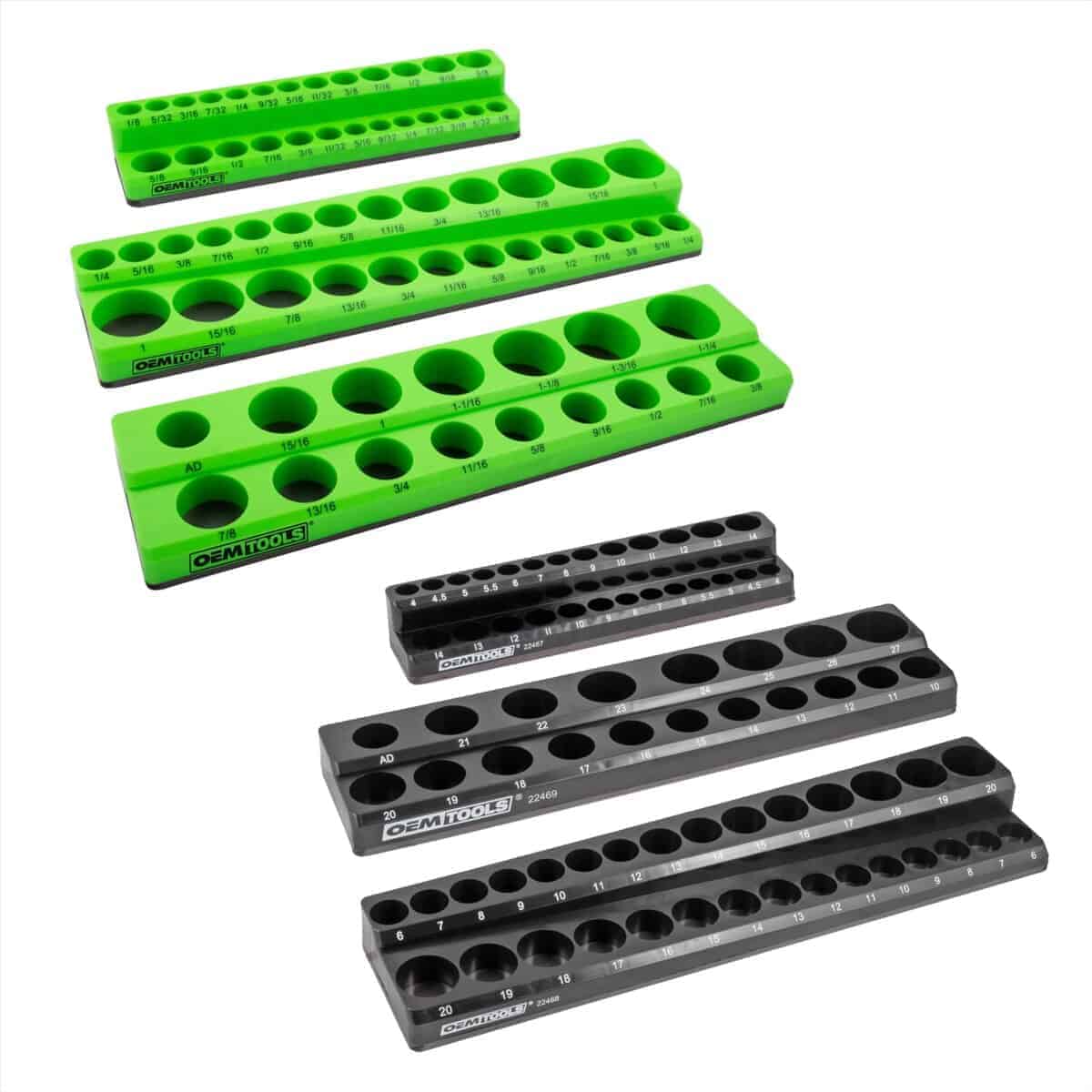 Juego de 6 bandejas magnéticas para sockets -Negro y Verde