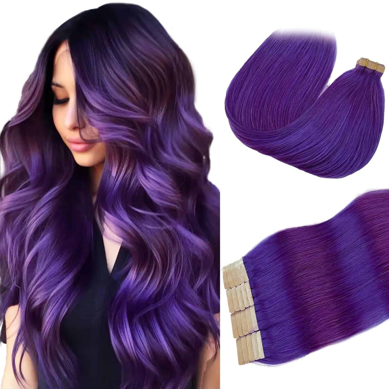Extensiones de Cabello Humano Munx Tape en Morado 20