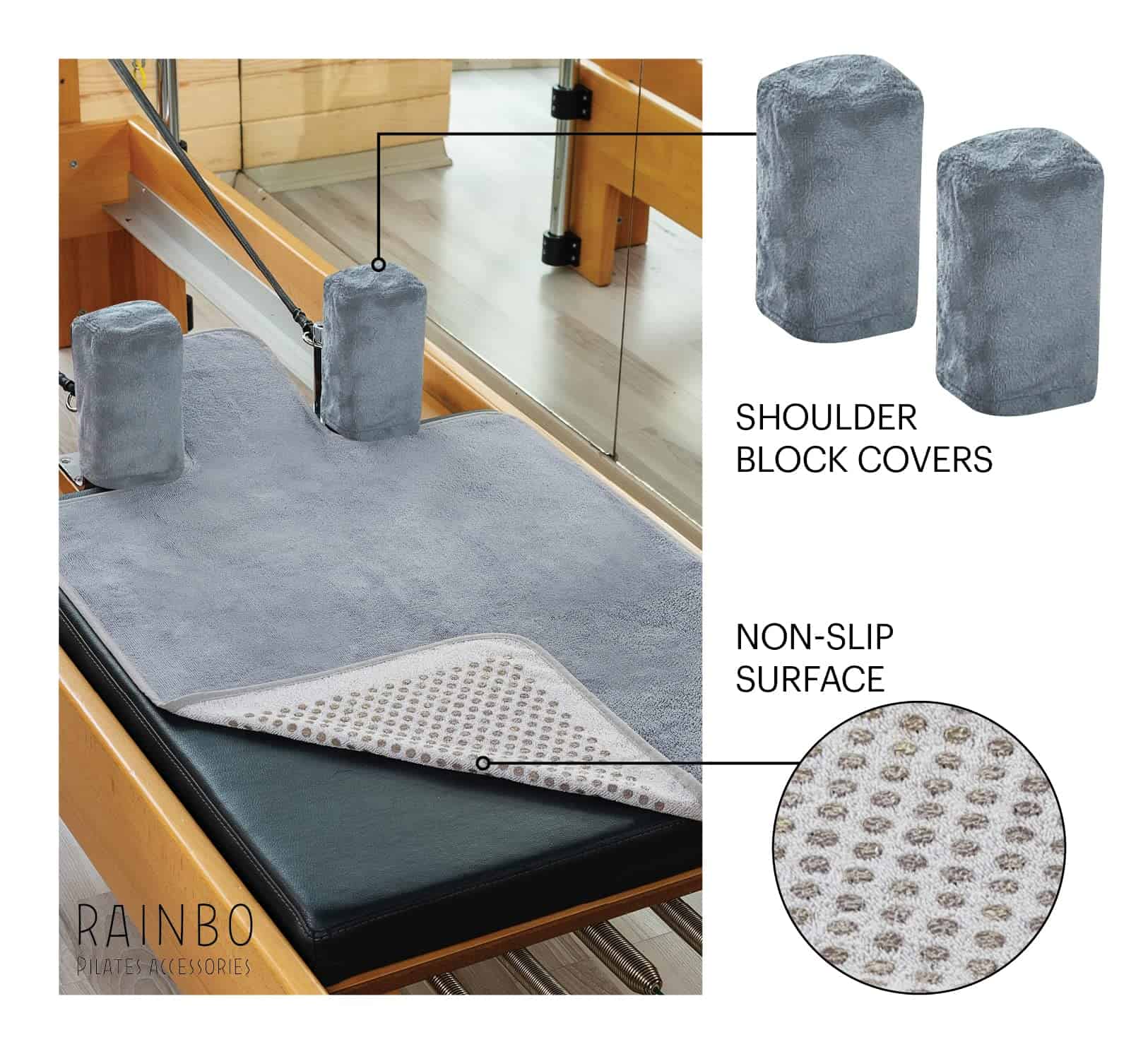 Toalla Antideslizante para Pilates -Gris - Imagen 3