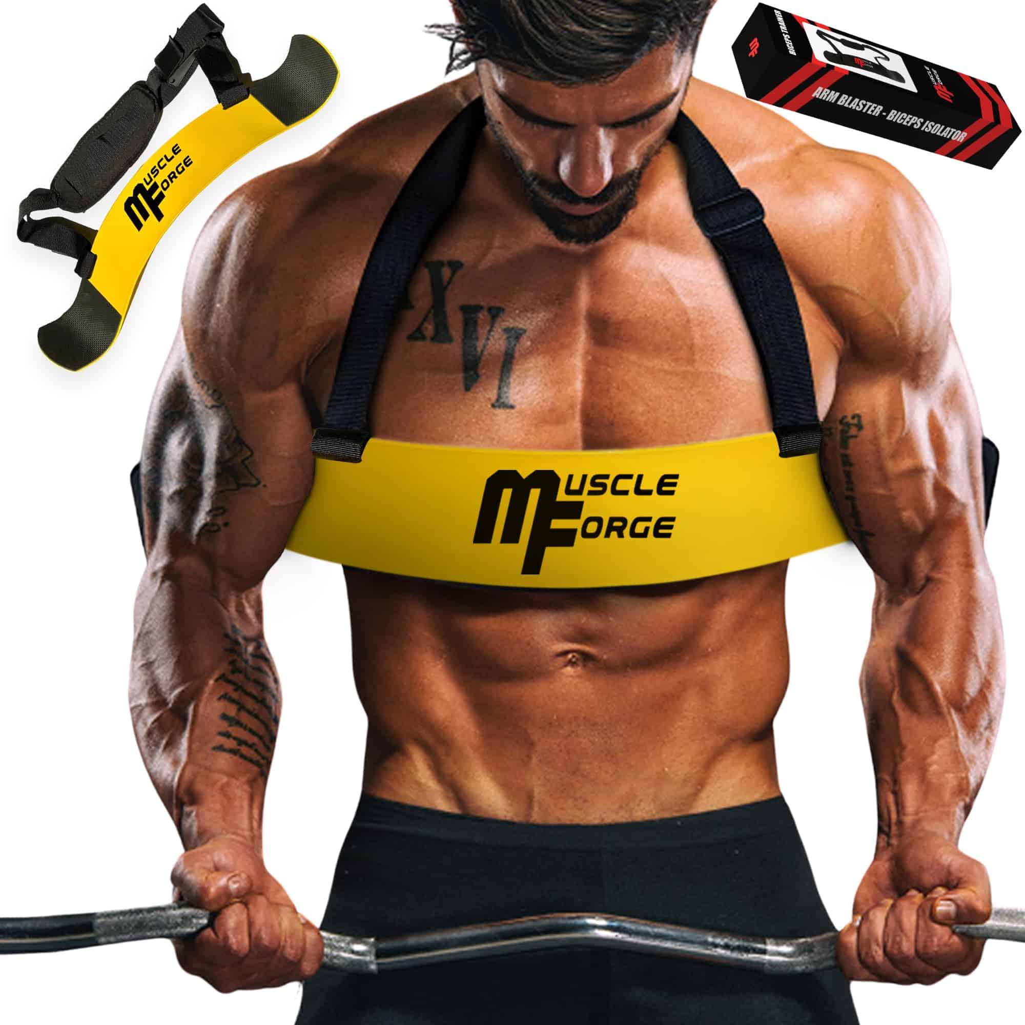 MuscleForge Arm Blaster para Bíceps y Tríceps -Amarillo