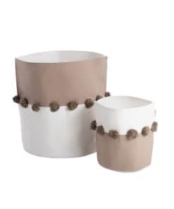 Organic Cotton Nursery Storage Bins with Pom Pom Accents |