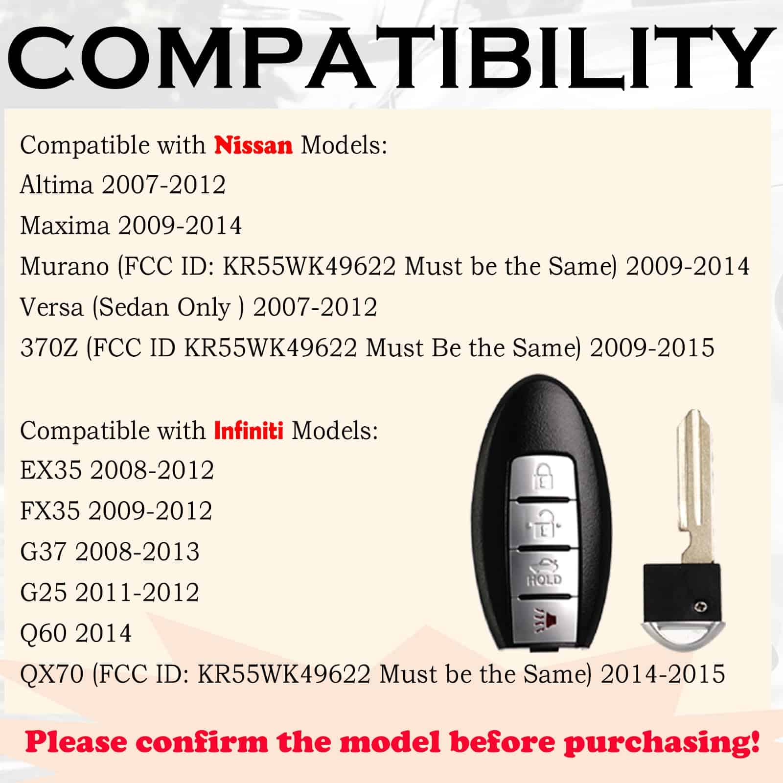 Reemplazo de Llave para Nissan Altima 2007 2008 2009 2010 - Imagen 3