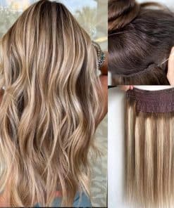 Extensiones de Cabello Humano Balayage Invisible, Rubio