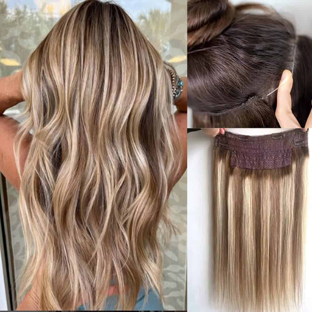Extensiones de Cabello Humano Balayage Invisible, Rubio