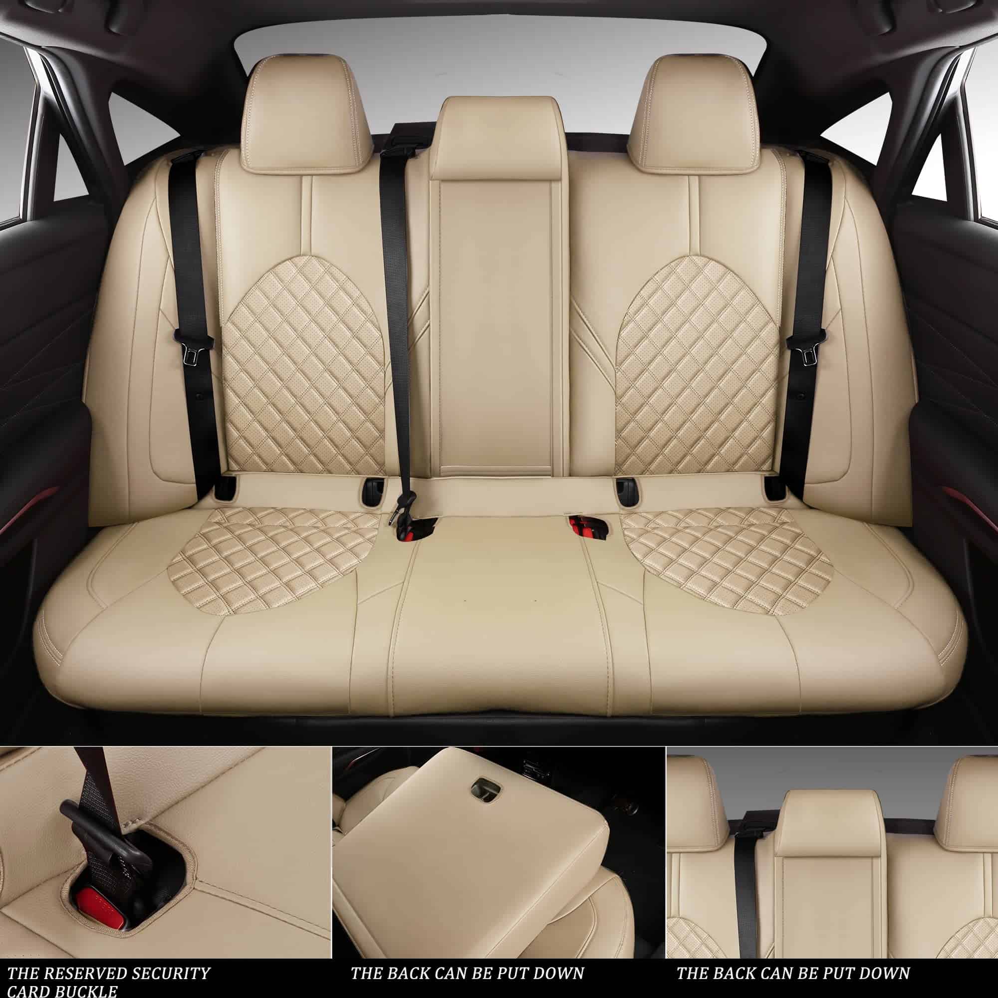 Cubiertas de Asiento de Coche de Cuero Falso -Beige - Imagen 4