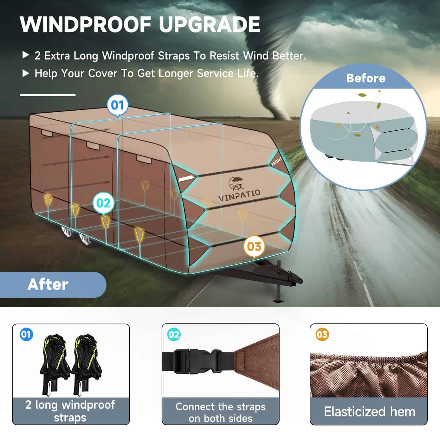 Cubierta para Remolque de Viaje de Tela Oxford VINPATIO, - Imagen 5