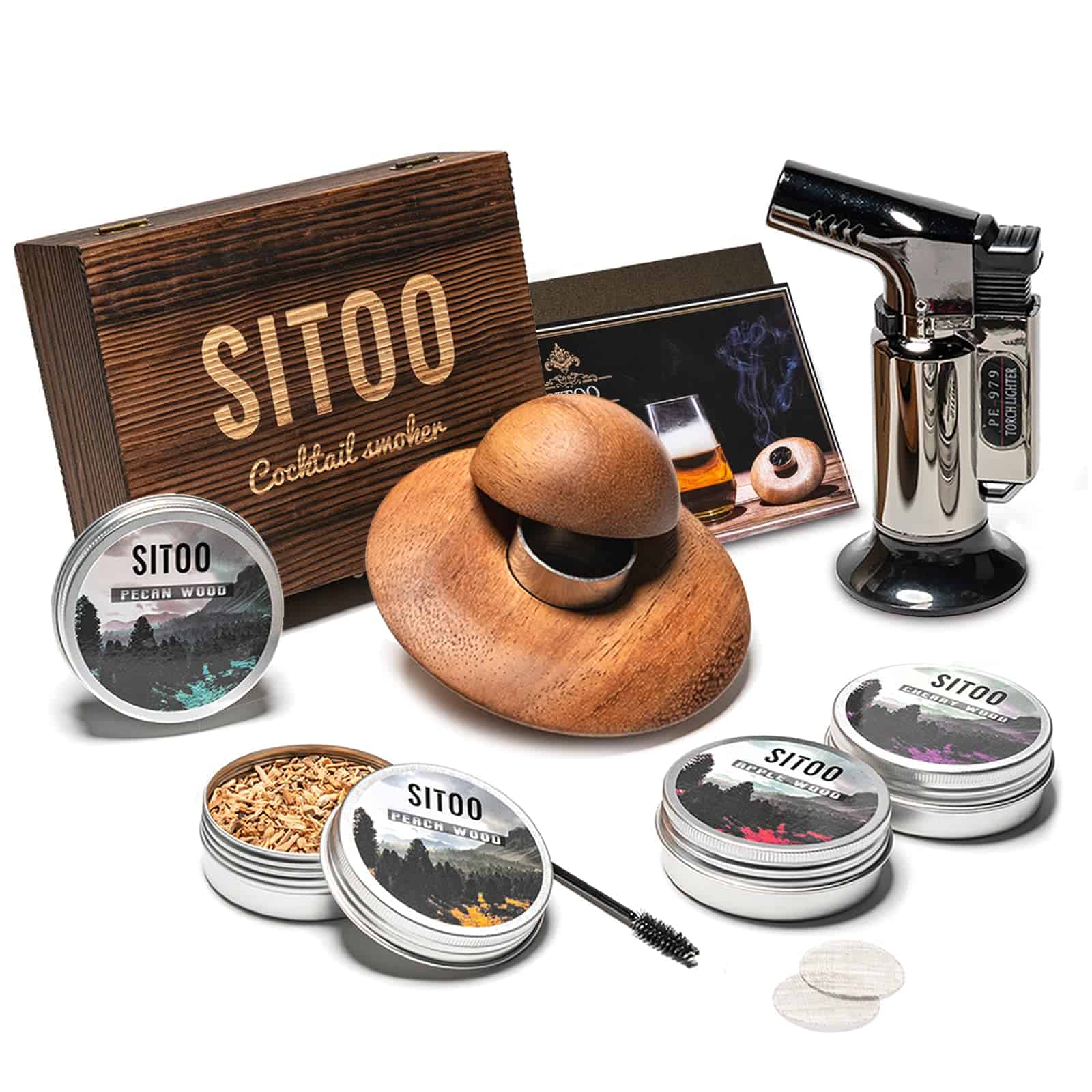 Kit de ahumador para cócteles SITOO con antorcha, virutas