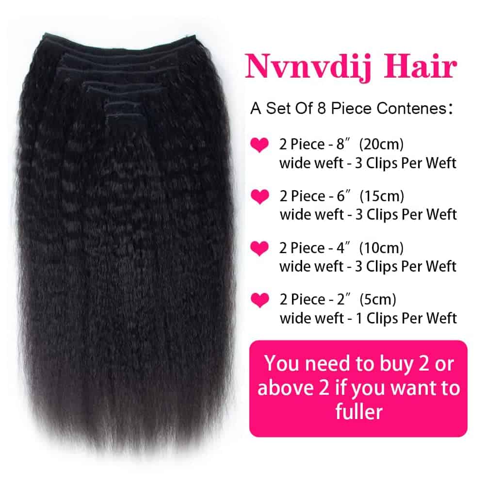 Extensiones de Cabello Clip en Recto Kinky de 14 pulgadas - Imagen 3