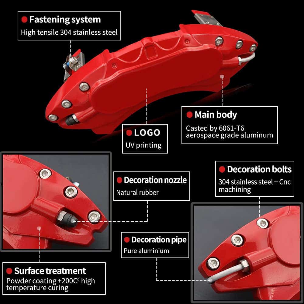 AOOA Brake Disc Red Character Caliper Cover Powder Coating - Imagen 4