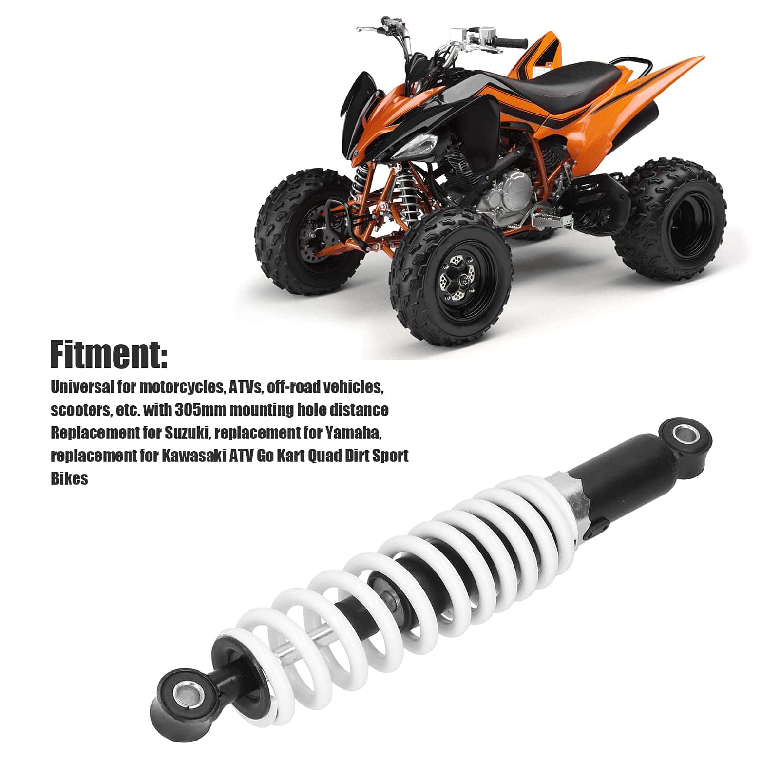 Amortiguadores Traseros para Motocicleta, 305mm/12in Blanco - Imagen 5