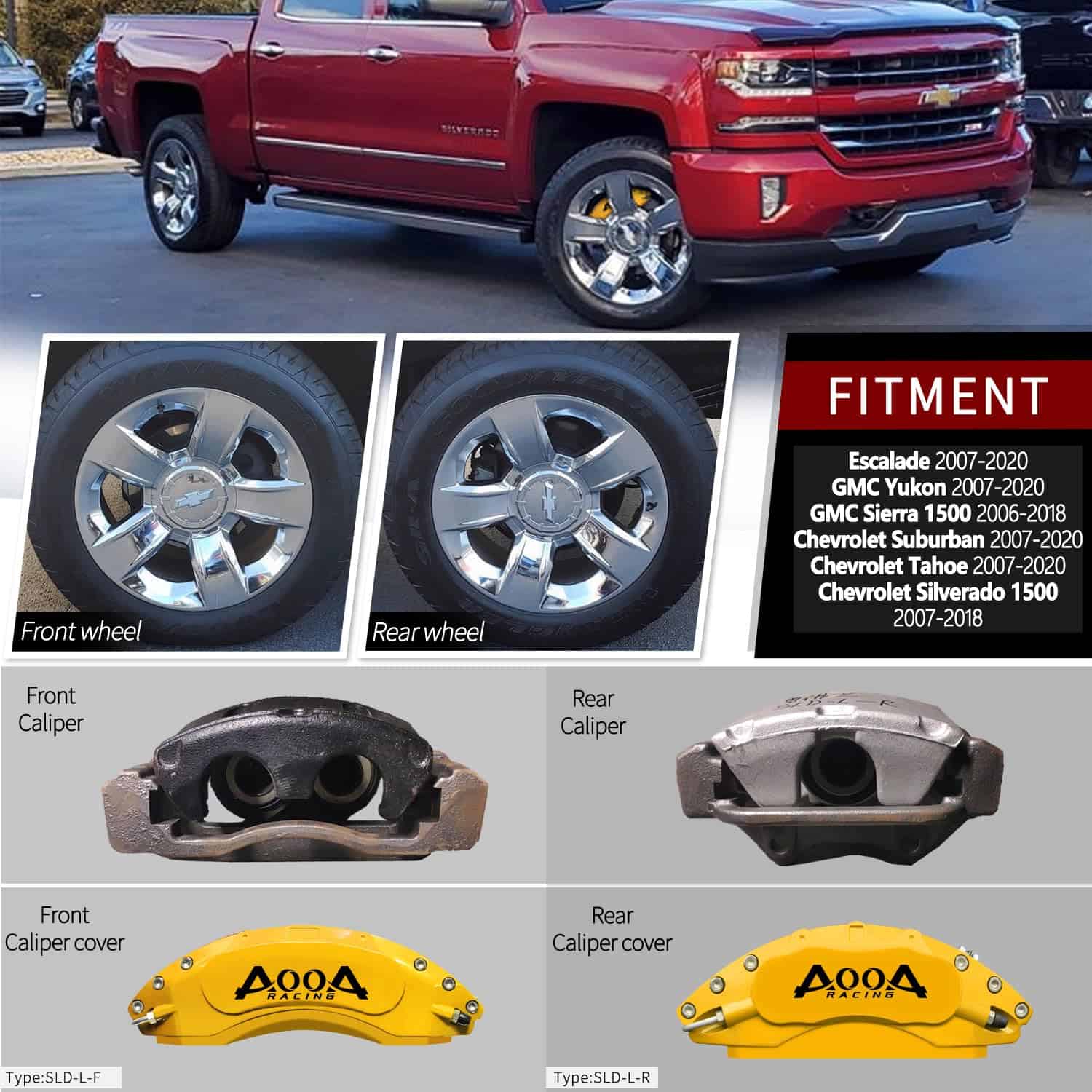 AOOA Brake Disc Amarillo con Cubierta de Pinza Negra con - Imagen 3