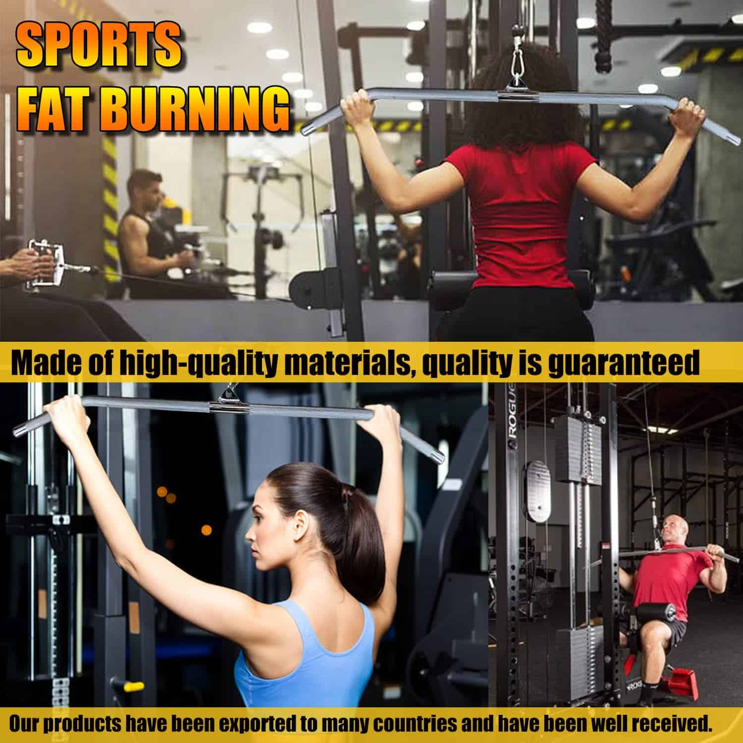 Barra de Jalón Sólida de 45 Pulgadas - Agarre Ancho de - Imagen 7