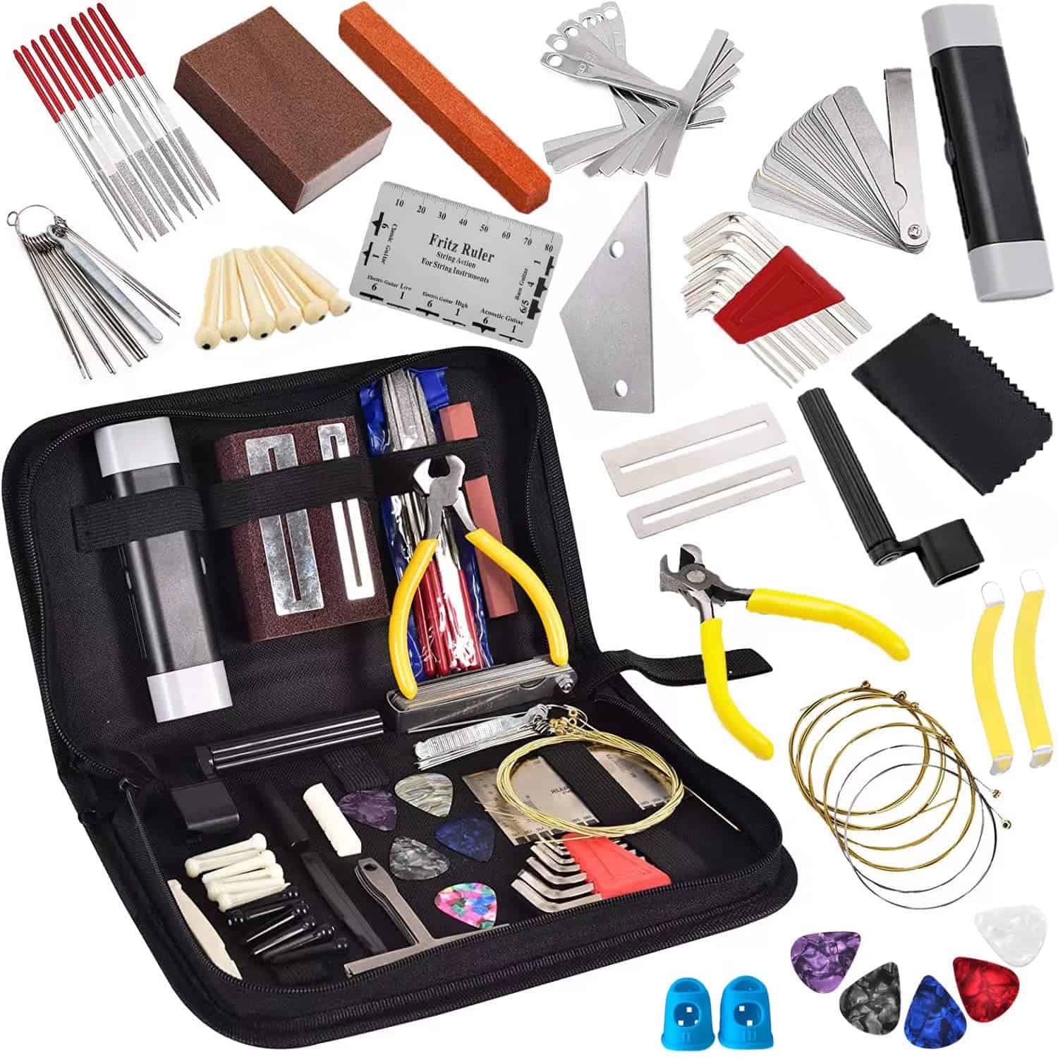 Kit de Mantenimiento de Guitarra de 77 Piezas con Estuche