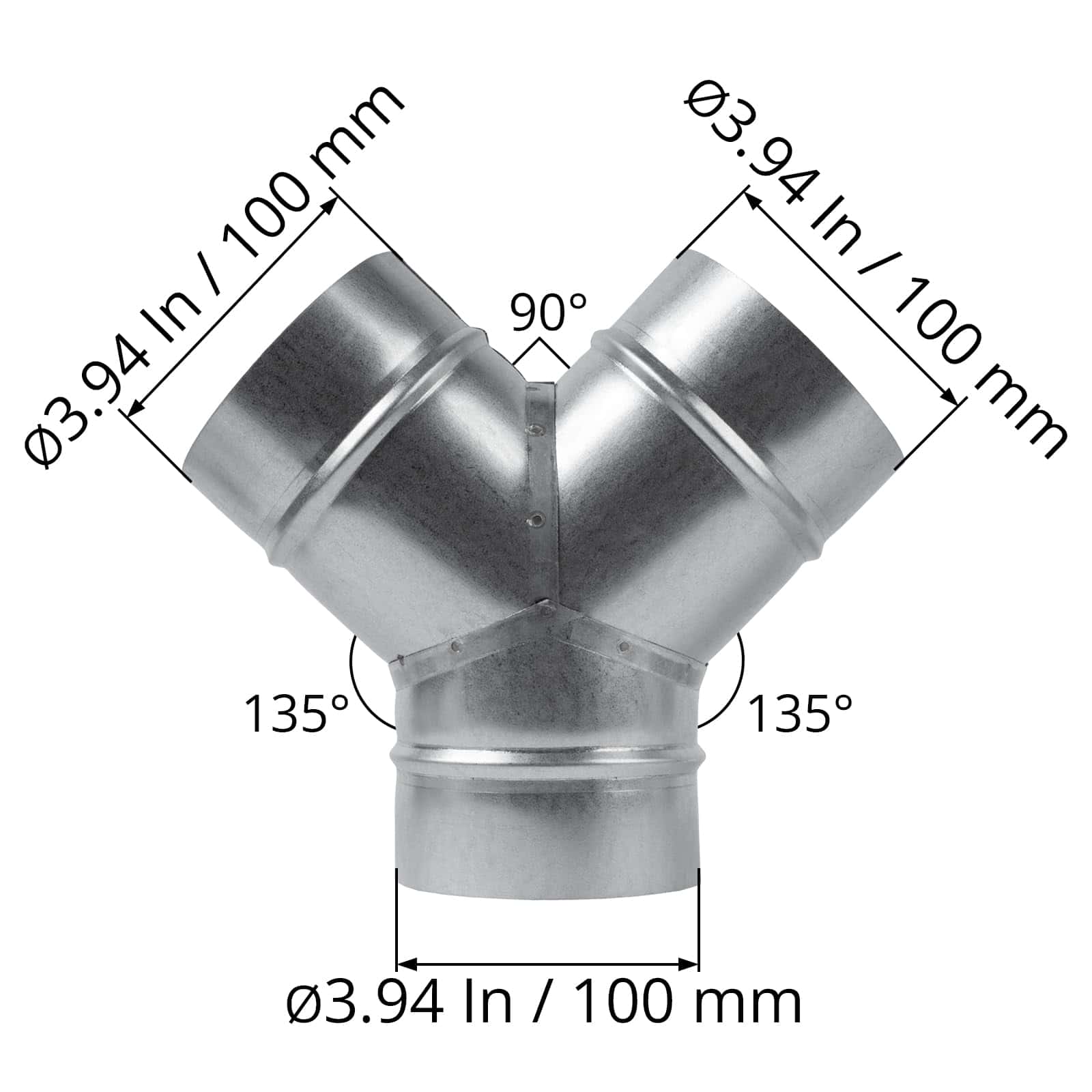 Divisor metálico de 4 pulgadas de 3 vías. Divisor de - Imagen 3