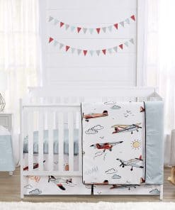 Set de Ropa de Cama para Cuna de Bebé de 4 -Rojo Airplane (S