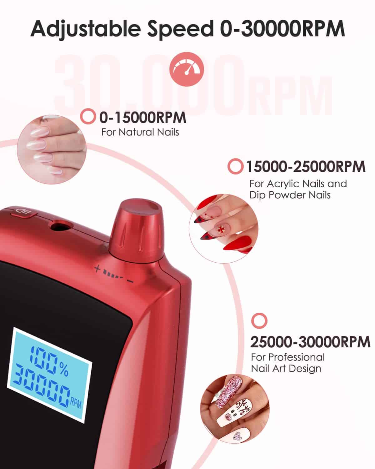 Taladro de Uñas Portátil Beloving, Lima de Uñas Eléctrica - Imagen 3