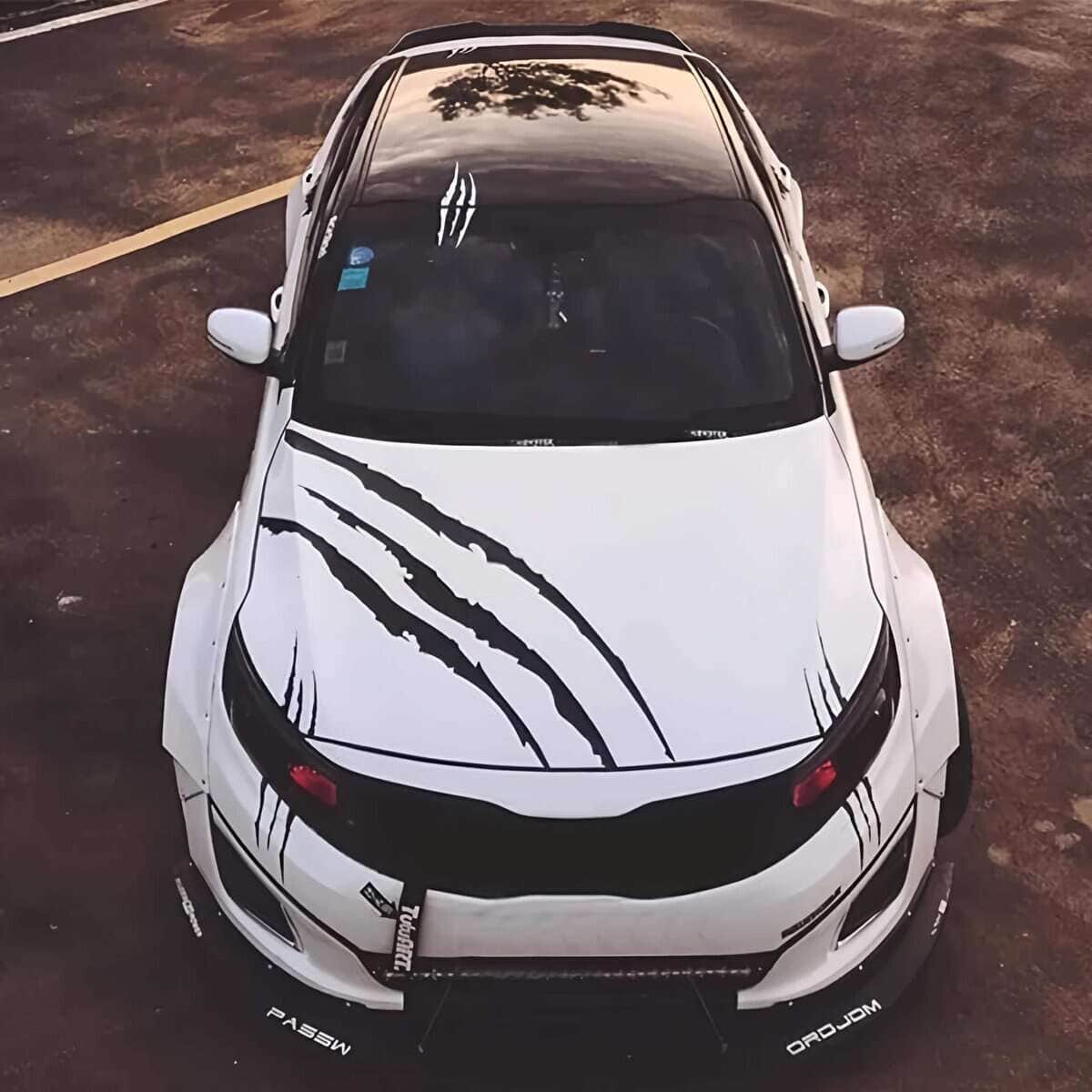 1 Set Completo de Calcomanía de Garra de Monstruo para Capó