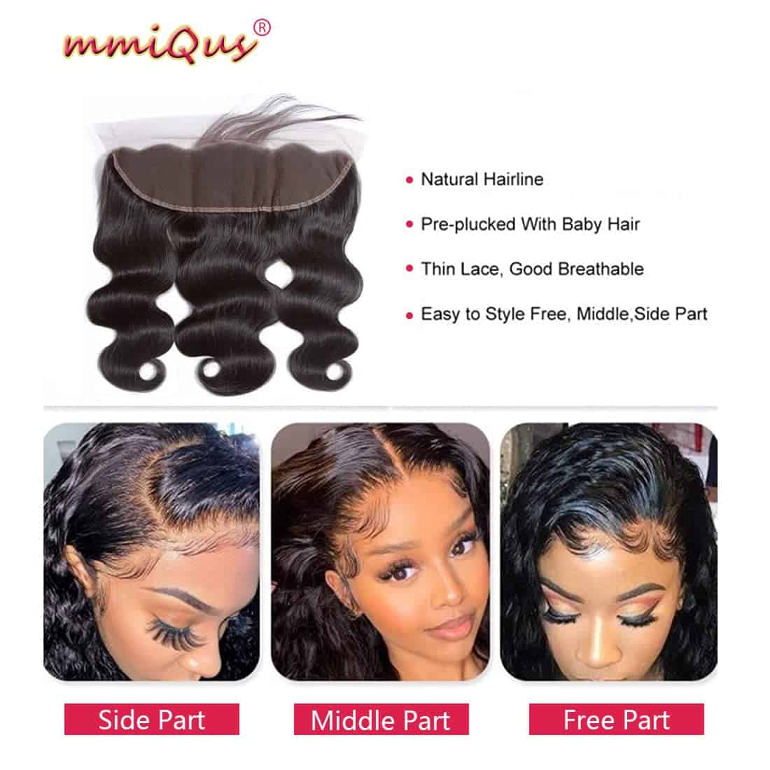 Cierre Frontal Onda del Cuerpo 13x4 100% Cabello Humano HD - Imagen 5