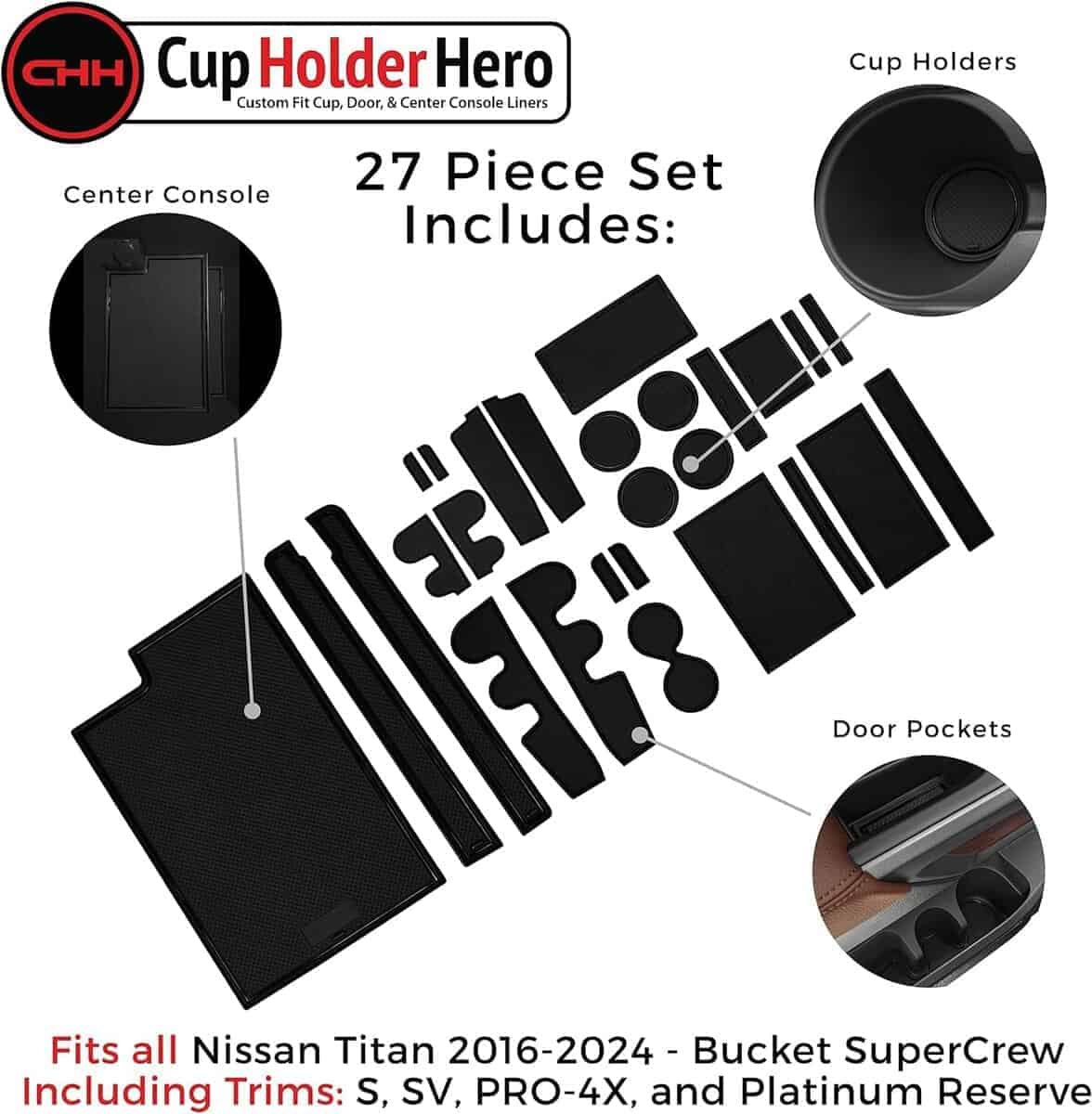 Inserciones para Portavasos CupHolderHero para Nissan Titan - Imagen 4