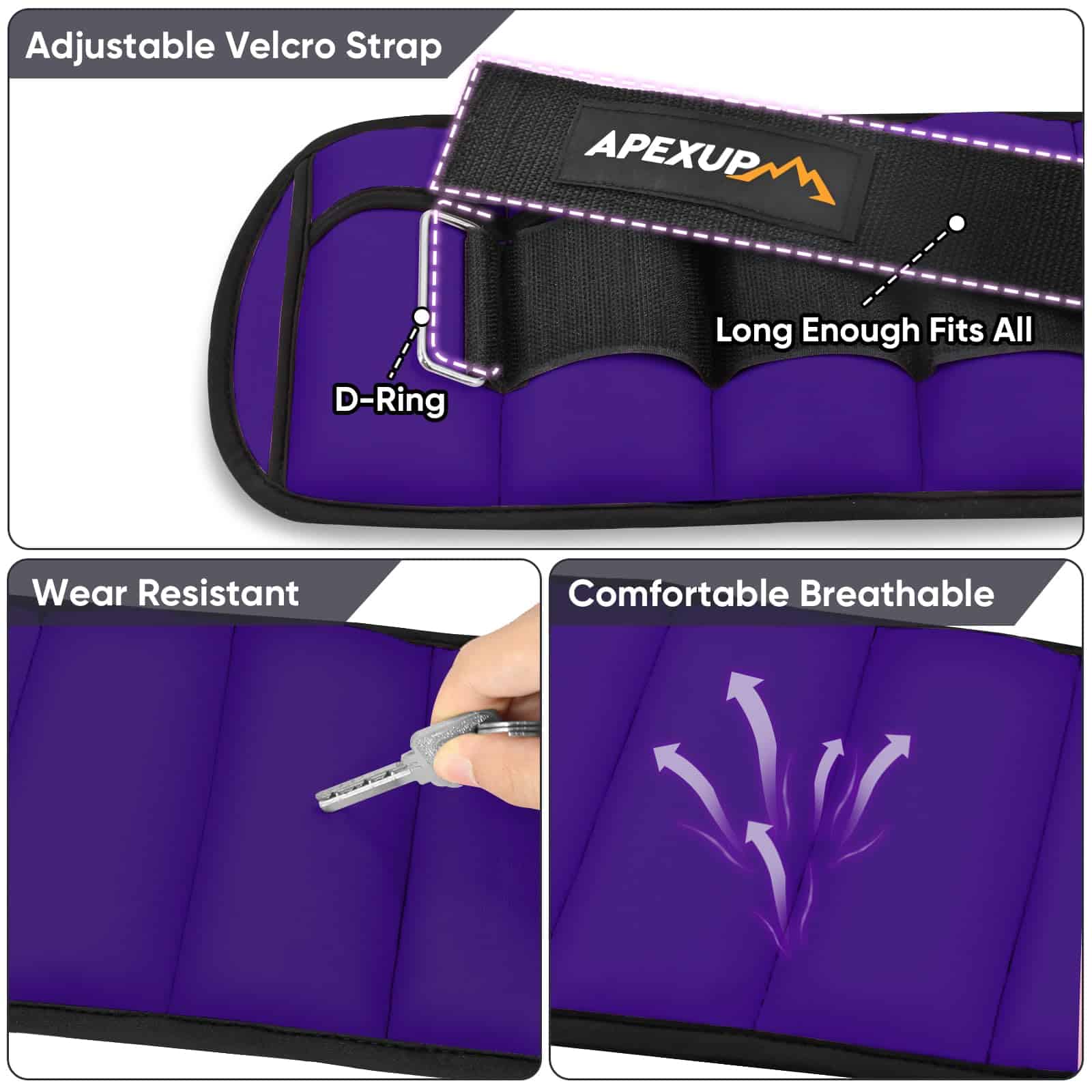 Pesas ajustables para tobillos APEXUP de 10 libras/par para - Imagen 4