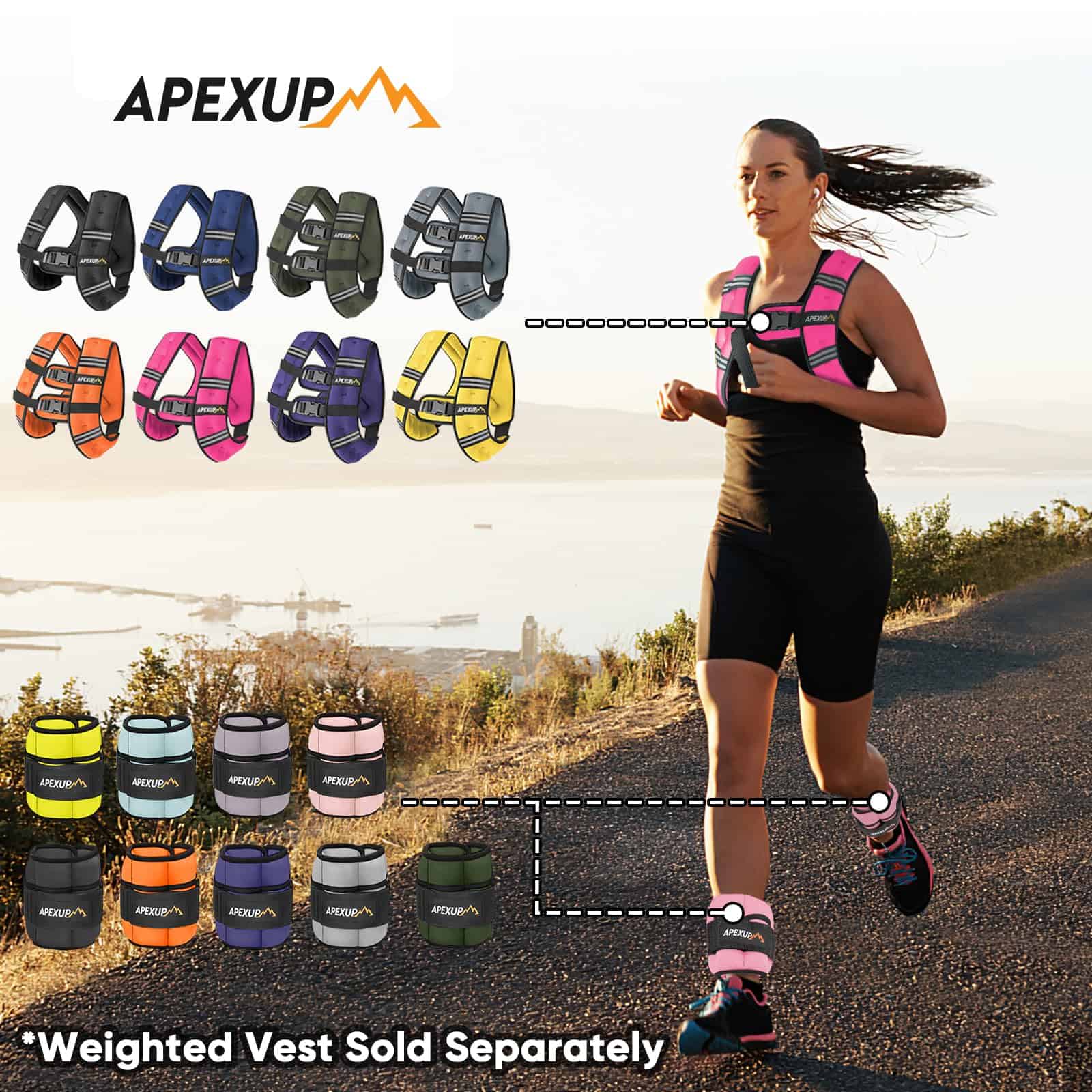 APEXUP 10lbs/Par de Pesas de Tobillo Ajustables para - Imagen 9