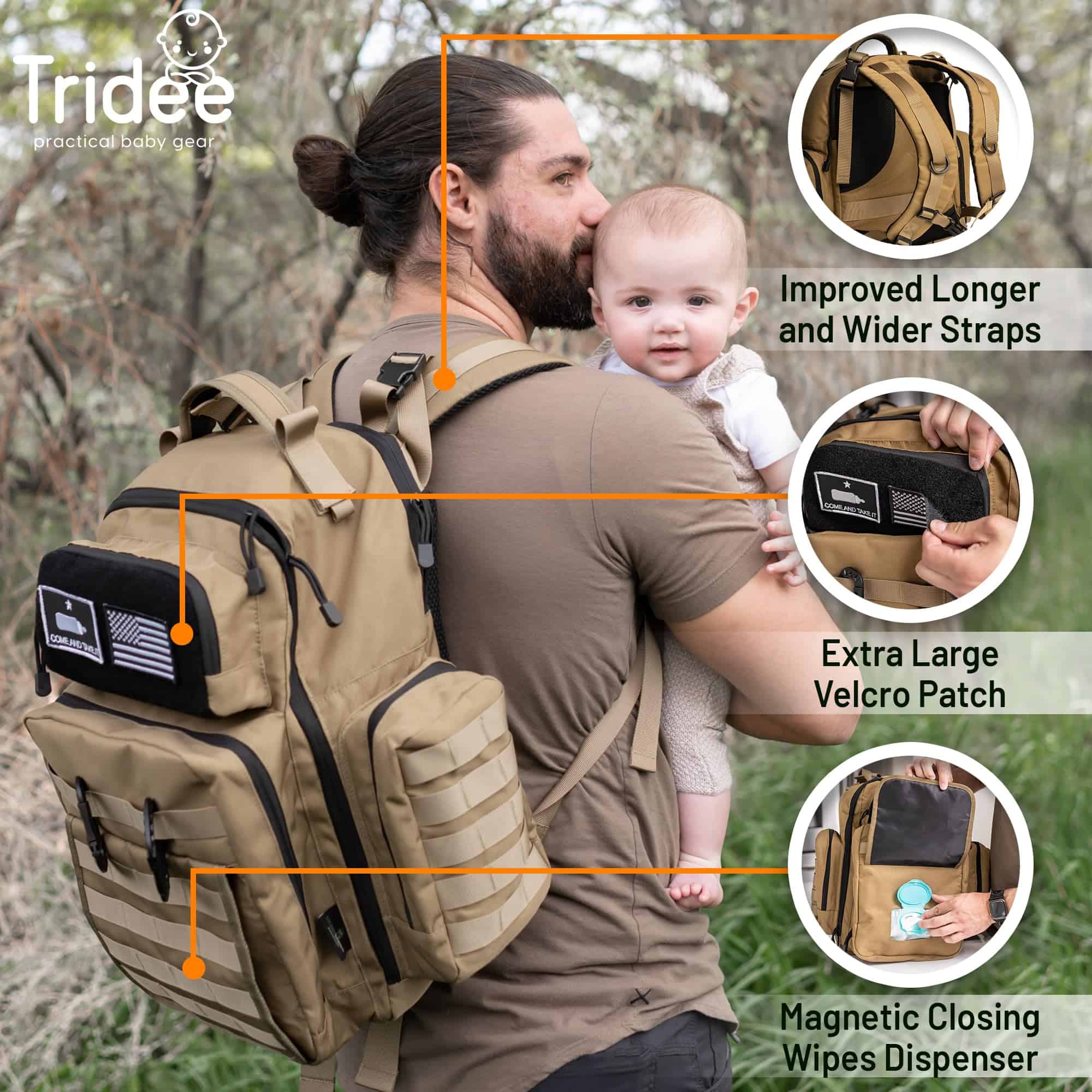 Bolso para Pañales de Papá en Color Tan - Mochila para - Imagen 3