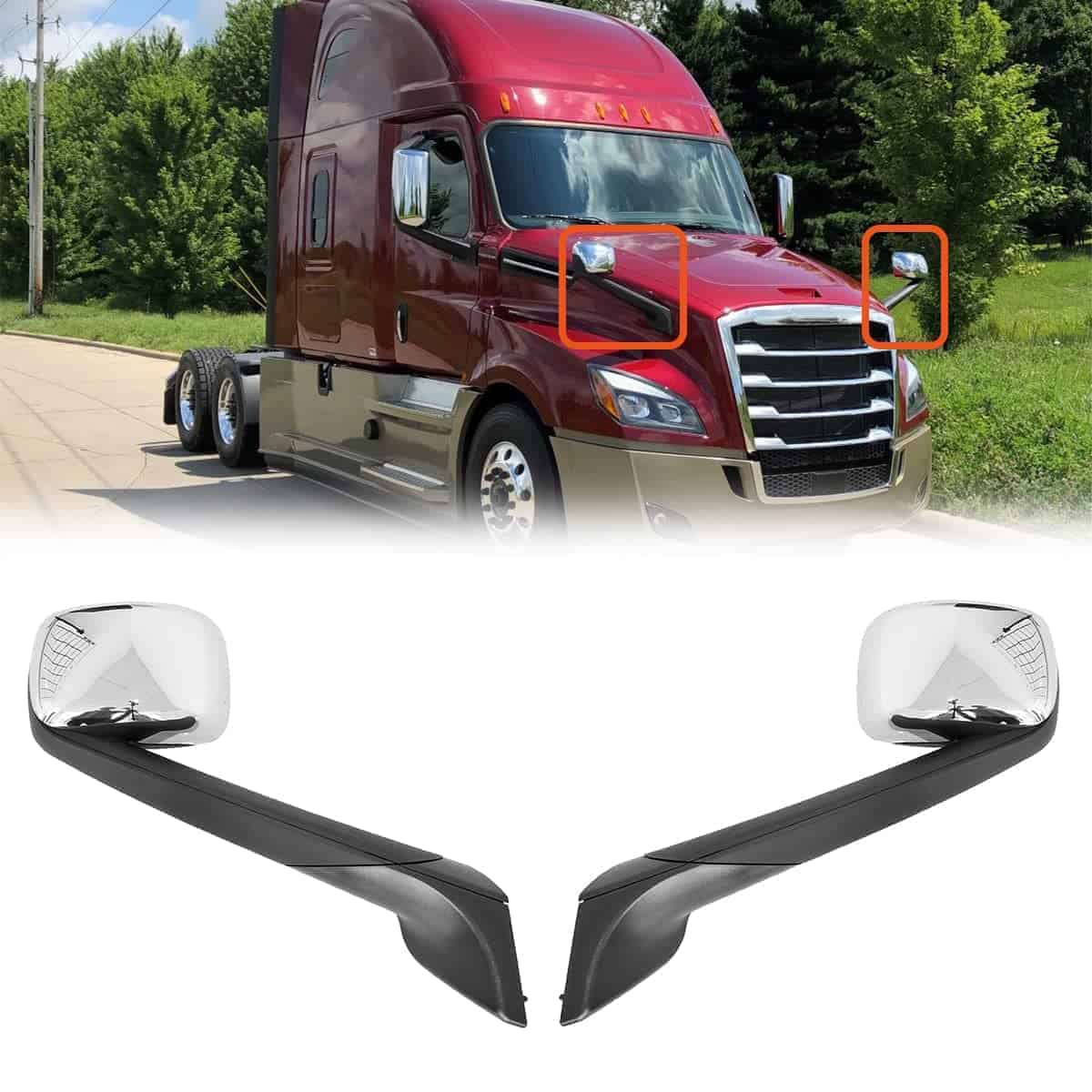 Conjunto de Espejo de Capó Cromado SEPEY para Freightliner