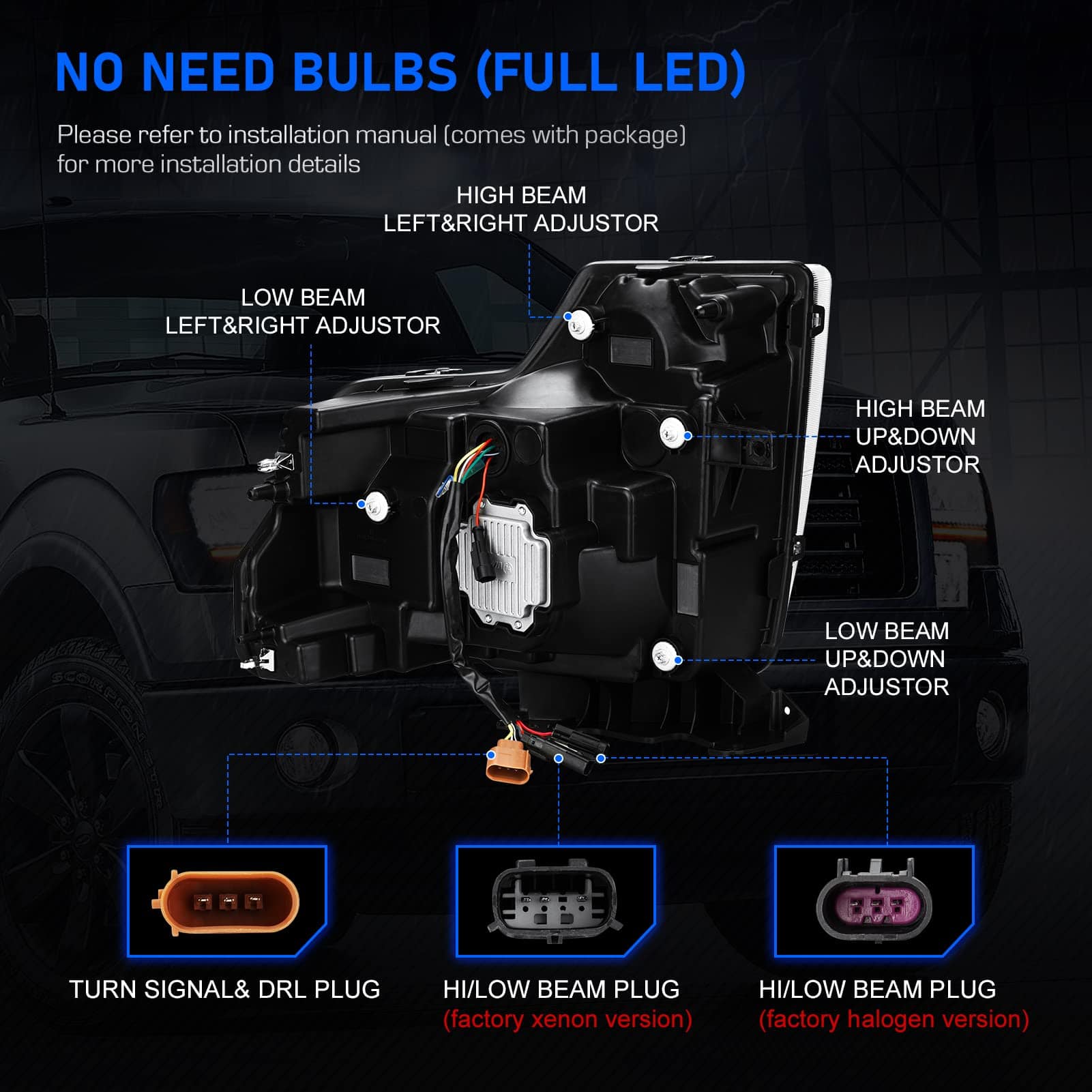 Ensamblaje de Faros Ajustados para Ford F150 2009 2010 2011 - Imagen 7
