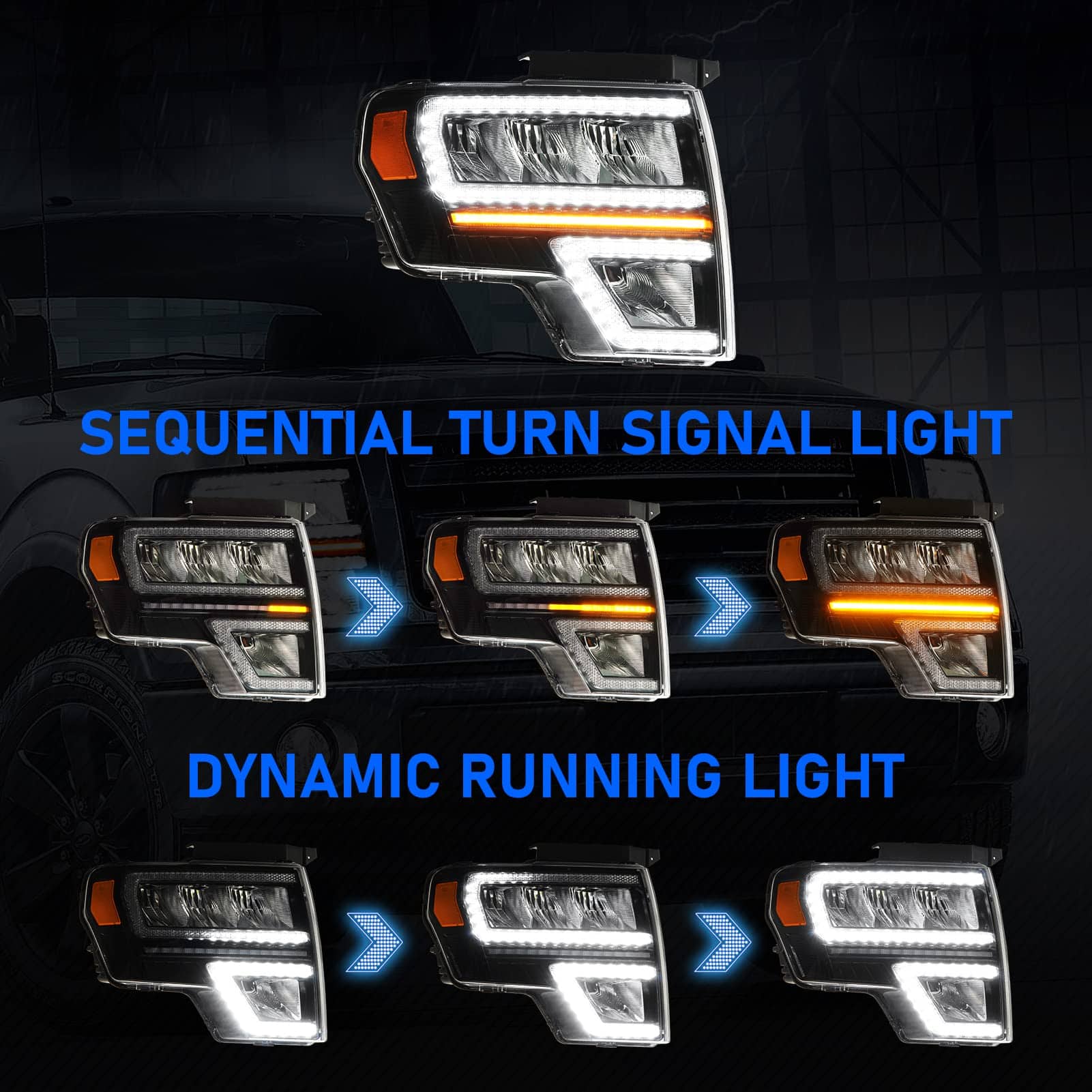 Ensamblaje de Faros Ajustados para Ford F150 2009 2010 2011 - Imagen 4