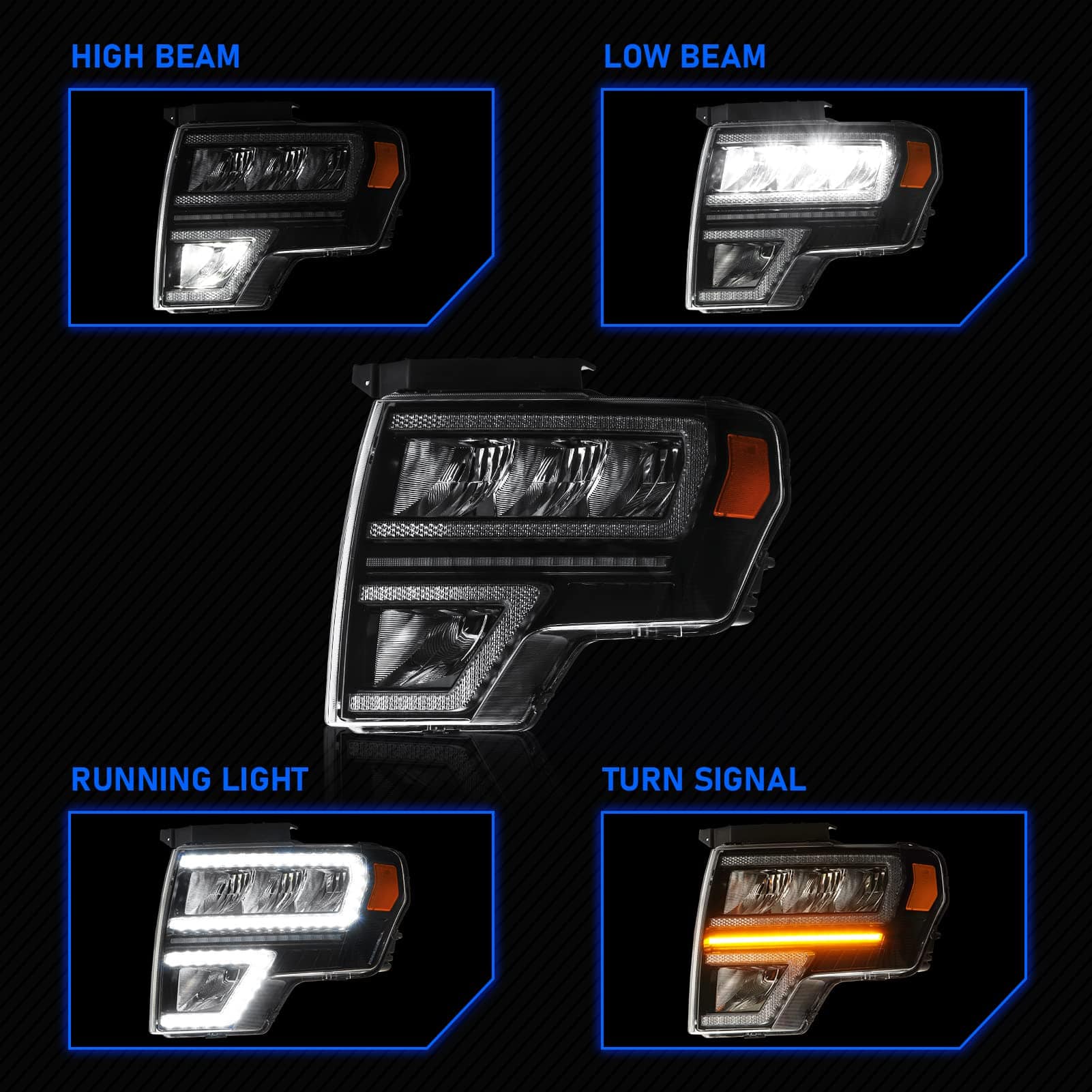 Ensamblaje de Faros Ajustados para Ford F150 2009 2010 2011 - Imagen 3