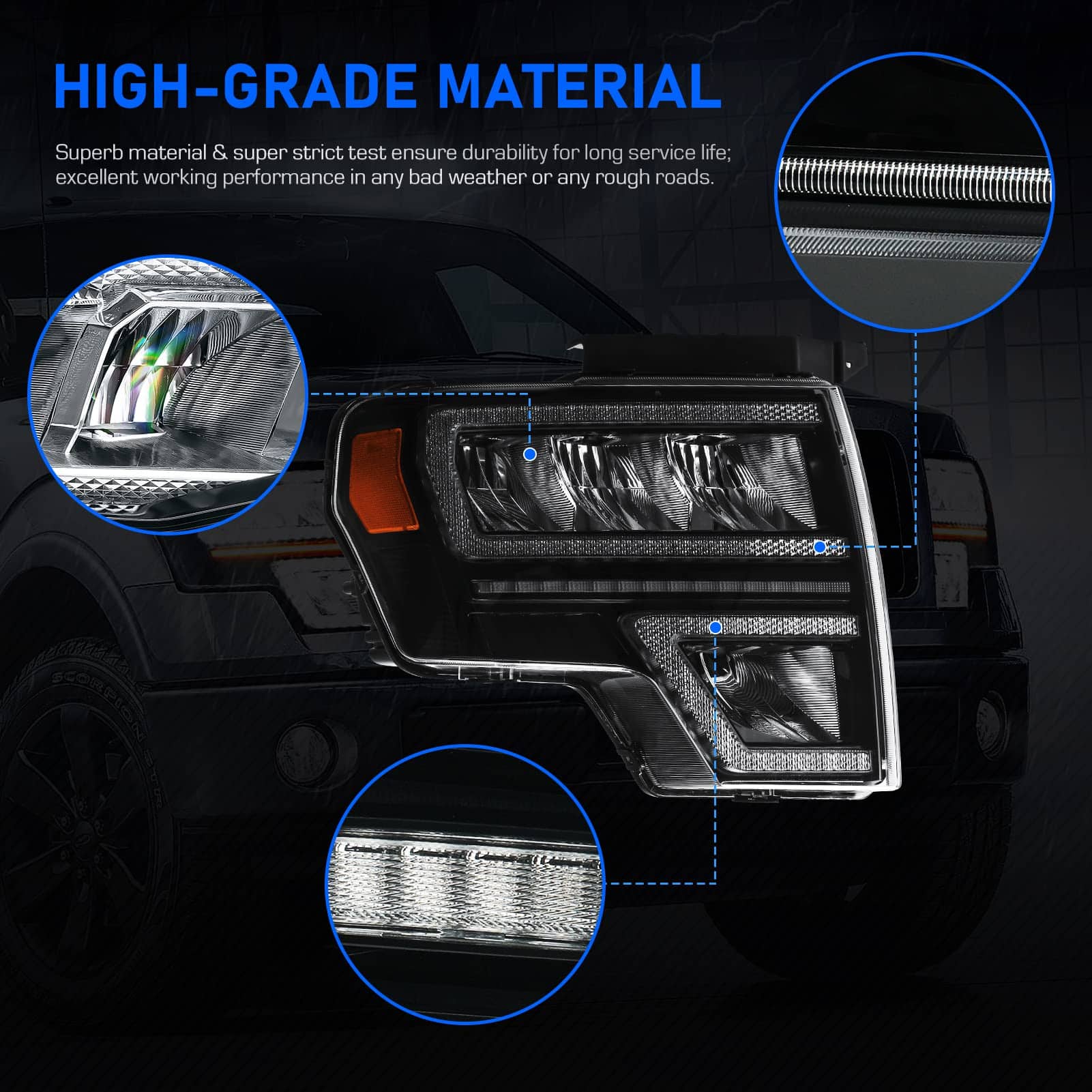 Ensamblaje de Faros Ajustados para Ford F150 2009 2010 2011 - Imagen 6