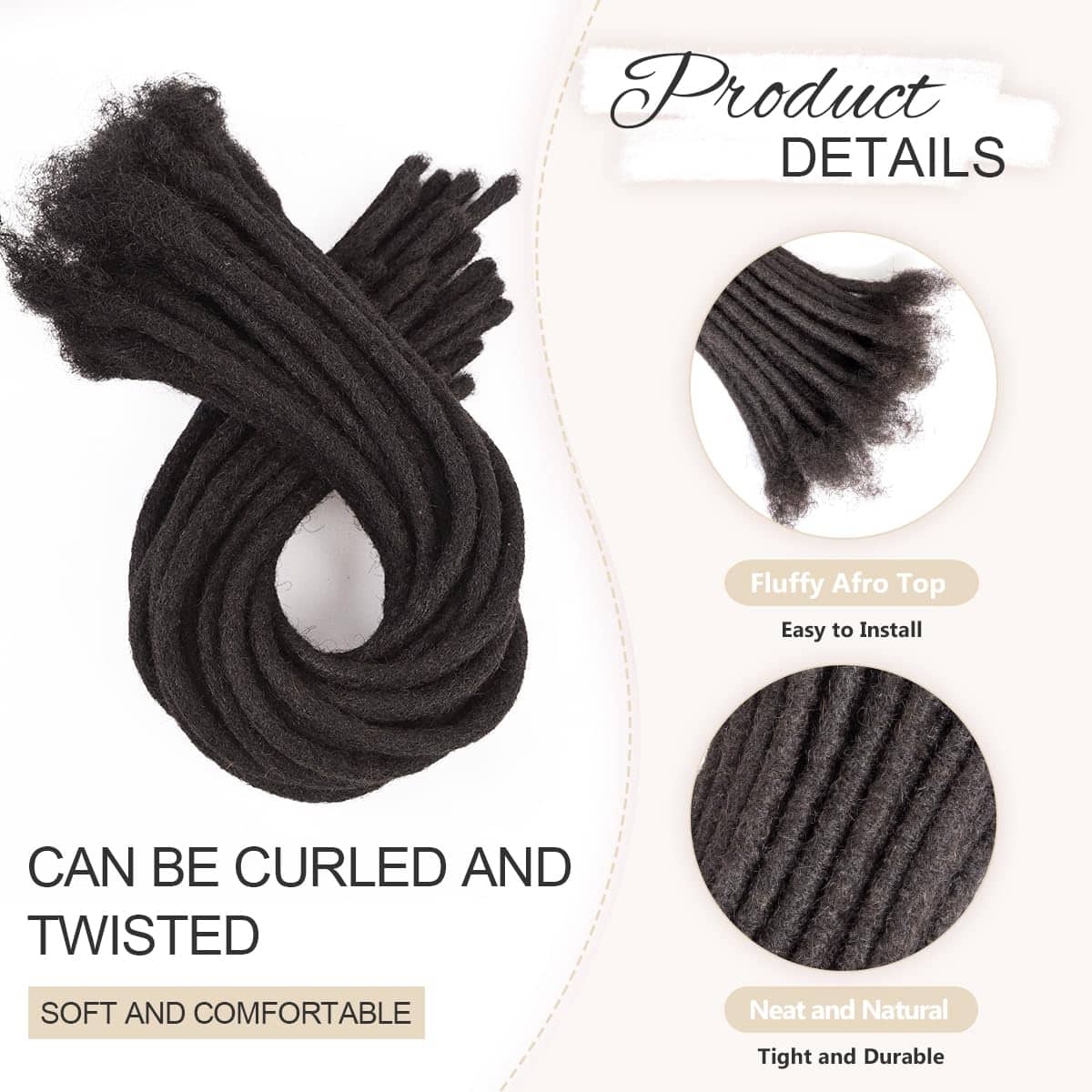 Extensiones de Dreadlock de Cabello Humano Real de 10 - Imagen 4