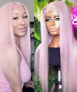 Peluca TaBeWay 13x3 Rosa Pastel de Pelo Sintético para