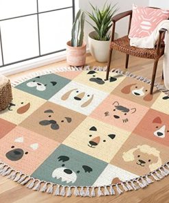 Tapete Redondo Boho DNEWYNPABV con Lindos Perros para Niños
