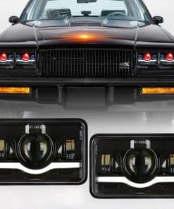 AMEXMART Faros LED 4x6 con Ojo del Diablo Rojo Rectangular