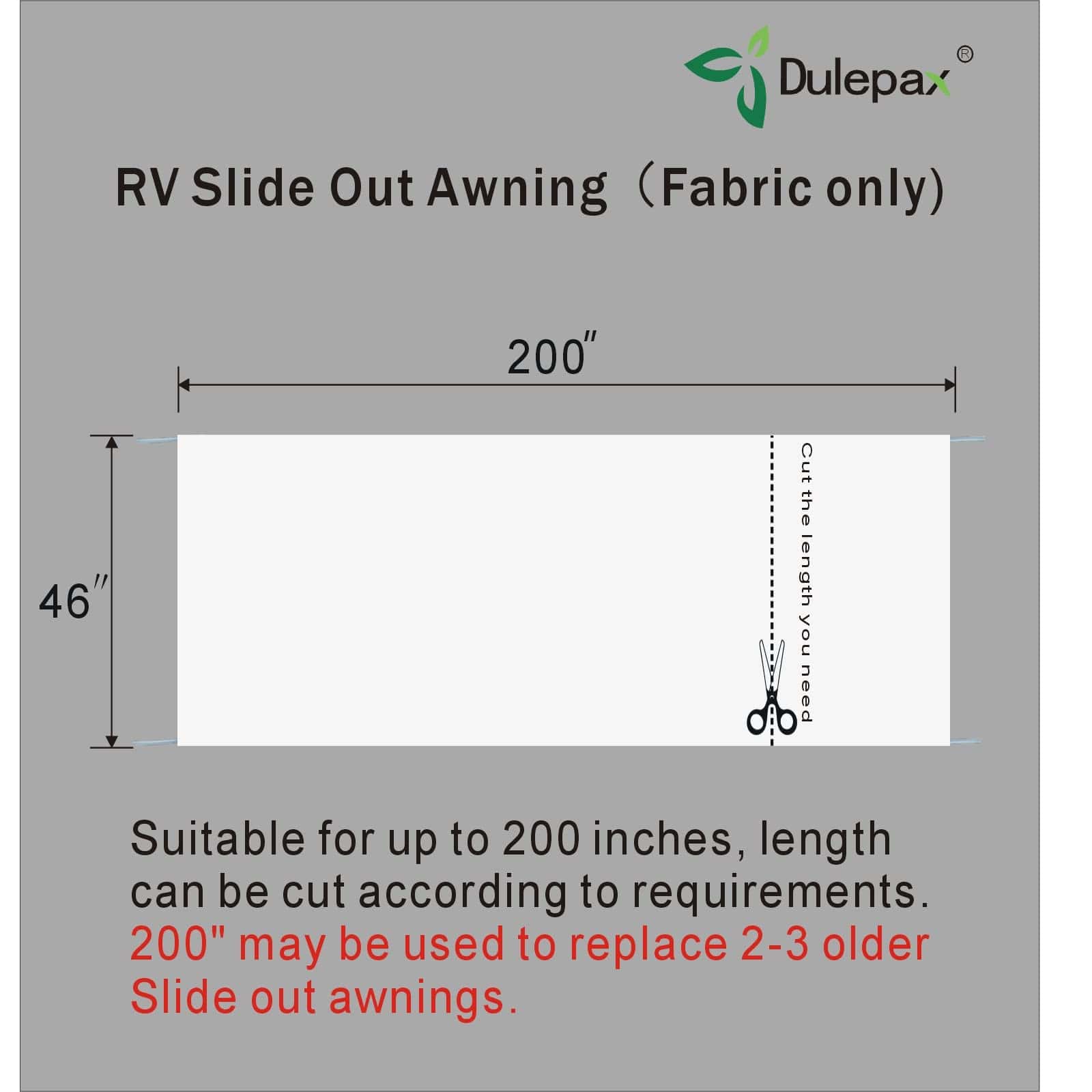 Dulepax - Tela de Repuesto para Toldo RV Slide Out -(46" x - Imagen 4