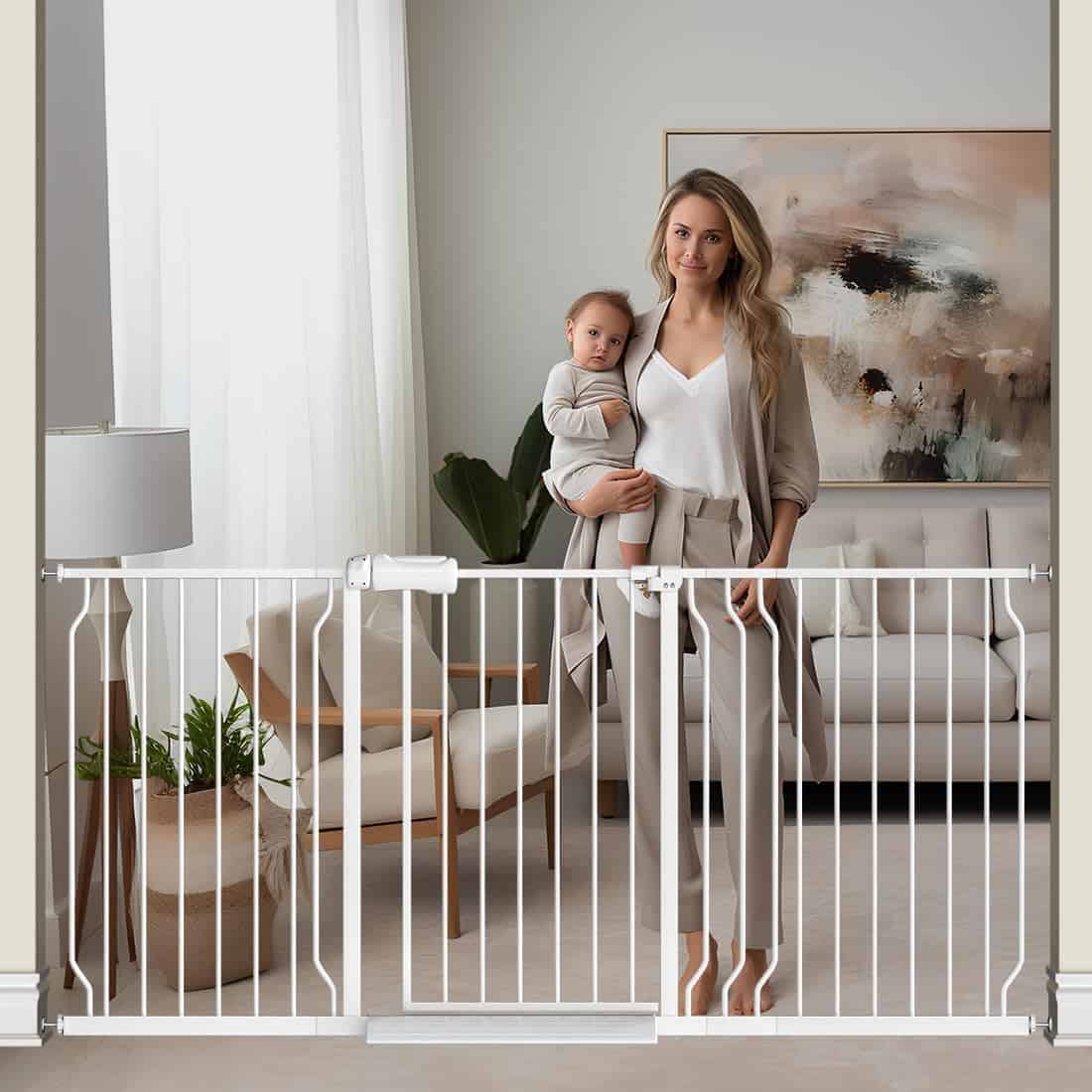 Puerta de Seguridad para Bebés con Puerta, 67-71,5 Pulgadas