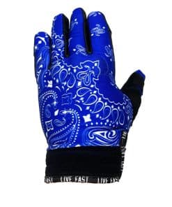 Guantes de Moto de Cuero Azul Paisley Live Fast S