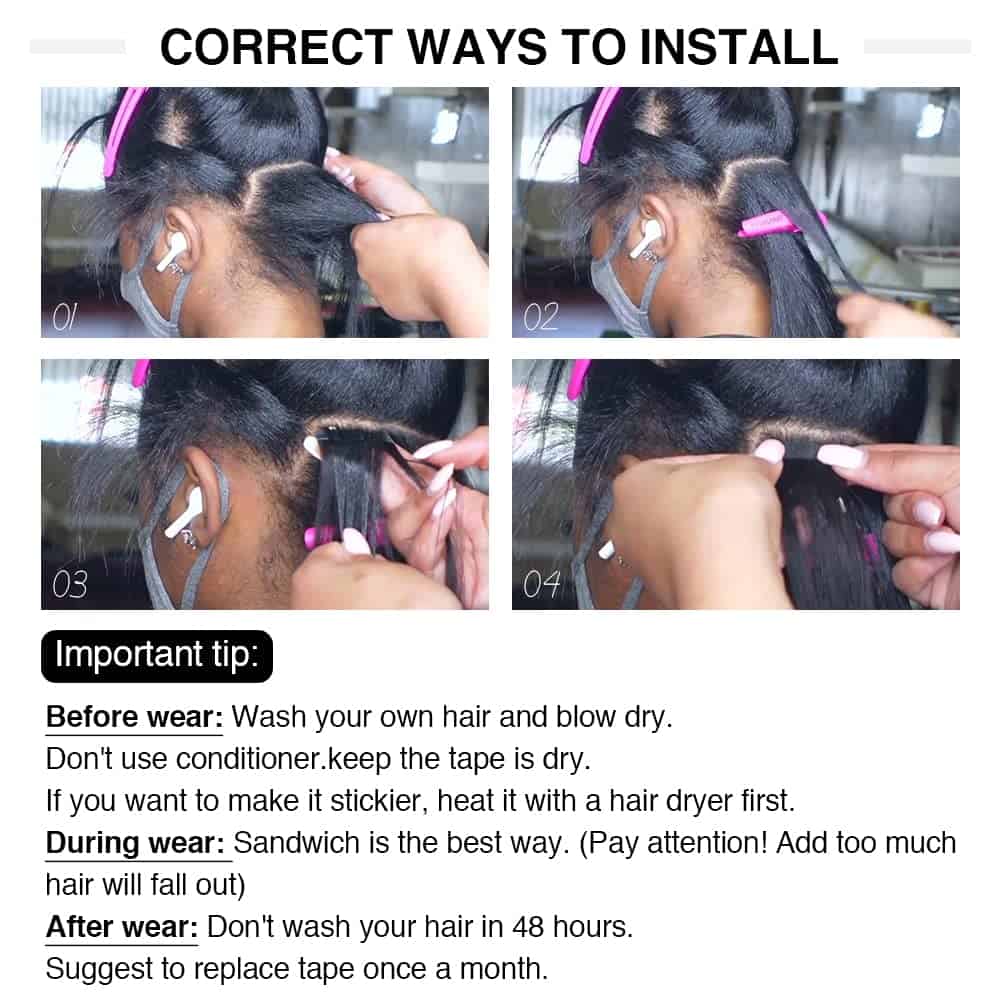 Extensiones de Cabello Kinky Straight Tape In Human Hair - Imagen 7