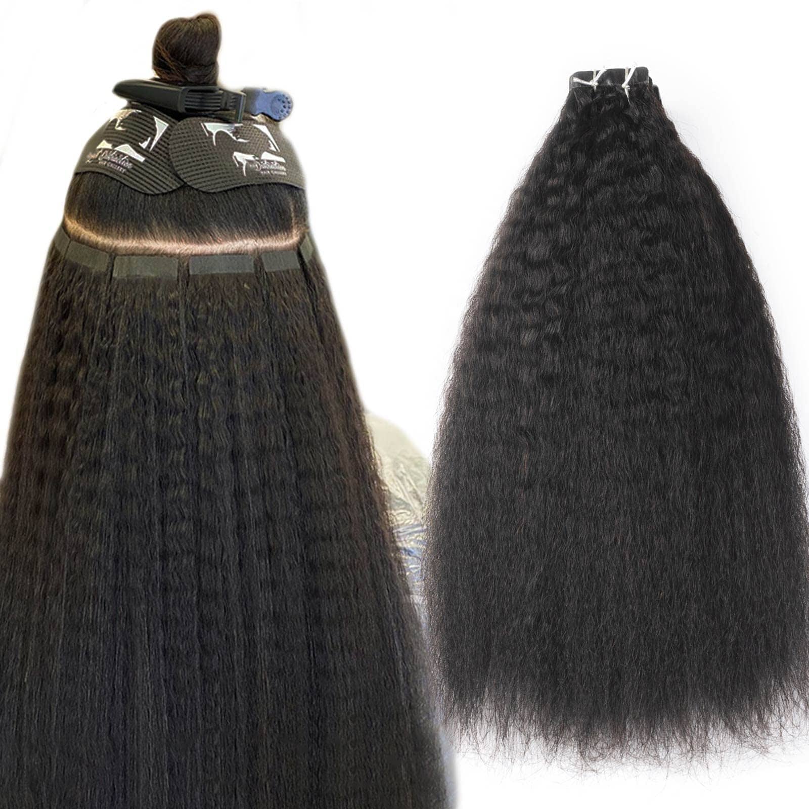 Extensiones de Cabello Kinky Straight Tape In Human Hair