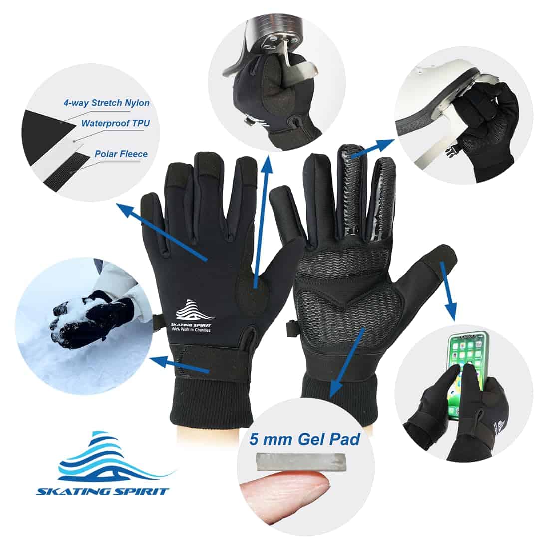Guantes térmicos acolchados con gel (1 par) -Negro - Imagen 4