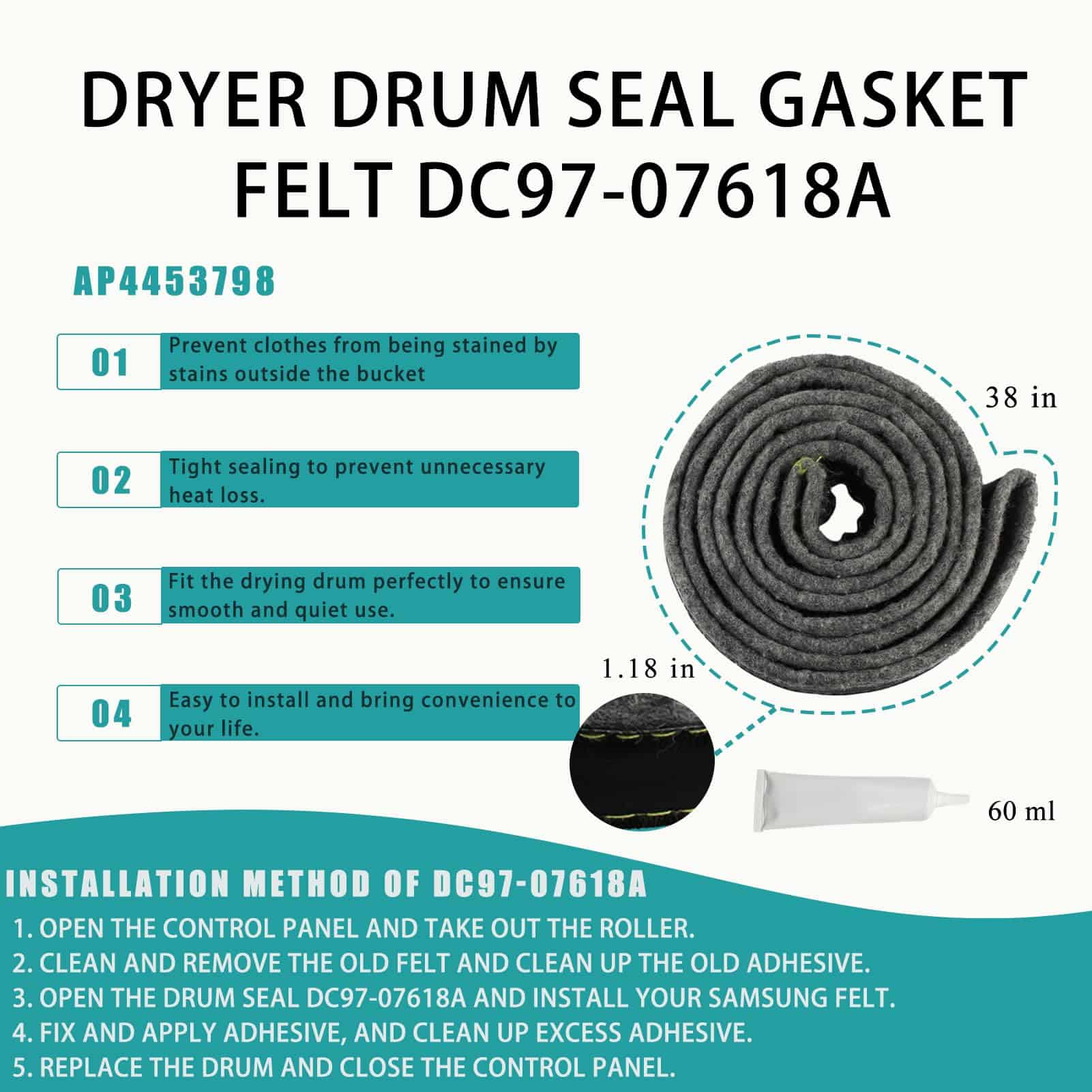 Sellado de Fieltro de Tambor de Secadora de DC97-07618A - Imagen 5