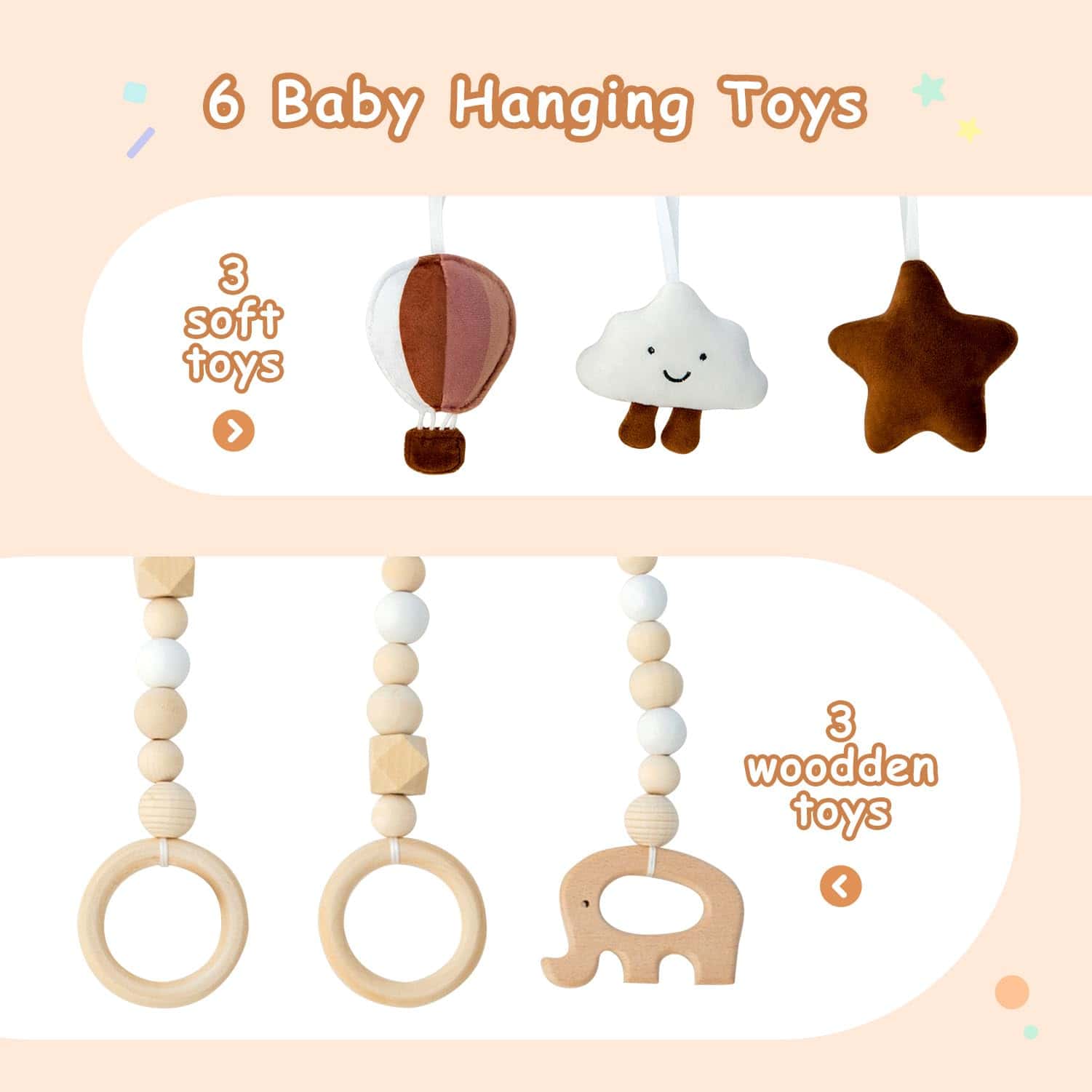 Gimnasio de Juegos para Bebés de Madera con Alfombra, - Imagen 8