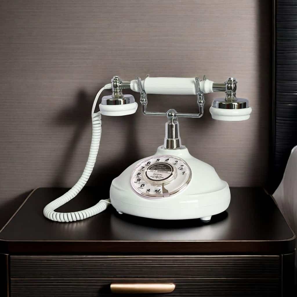Teléfono Fijo Retro con Cable, TelPal Blanco Clásico - Imagen 3