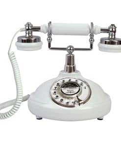 Teléfono Fijo Retro con Cable, TelPal Blanco Clásico