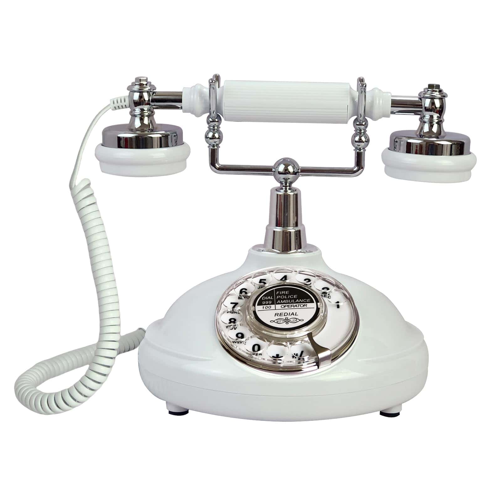 Teléfono Fijo Retro con Cable, TelPal Blanco Clásico