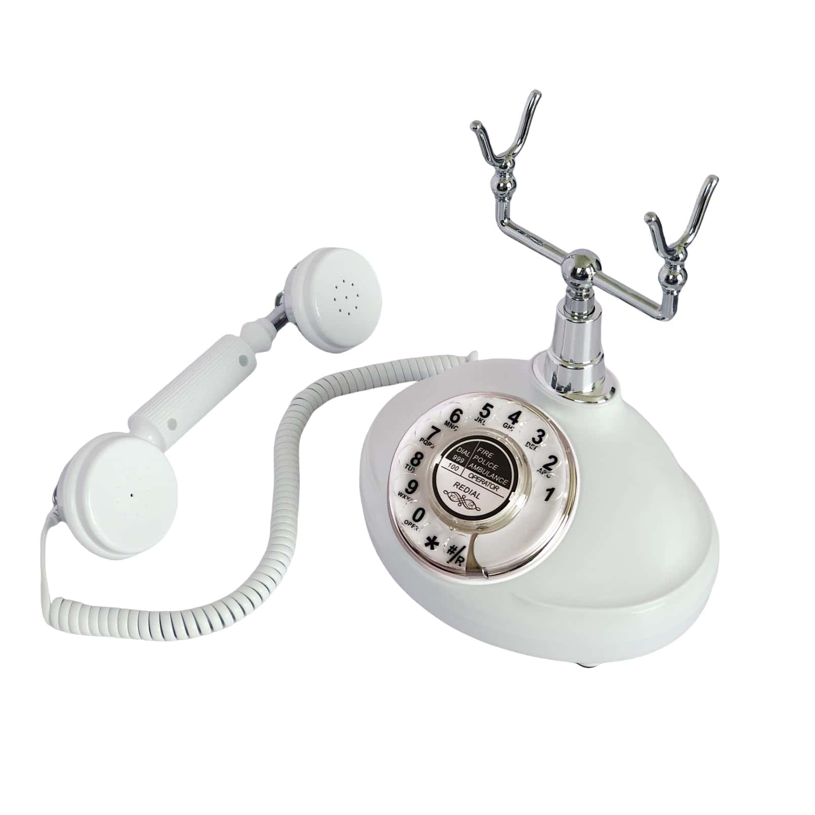Teléfono Fijo Retro con Cable, TelPal Blanco Clásico - Imagen 6